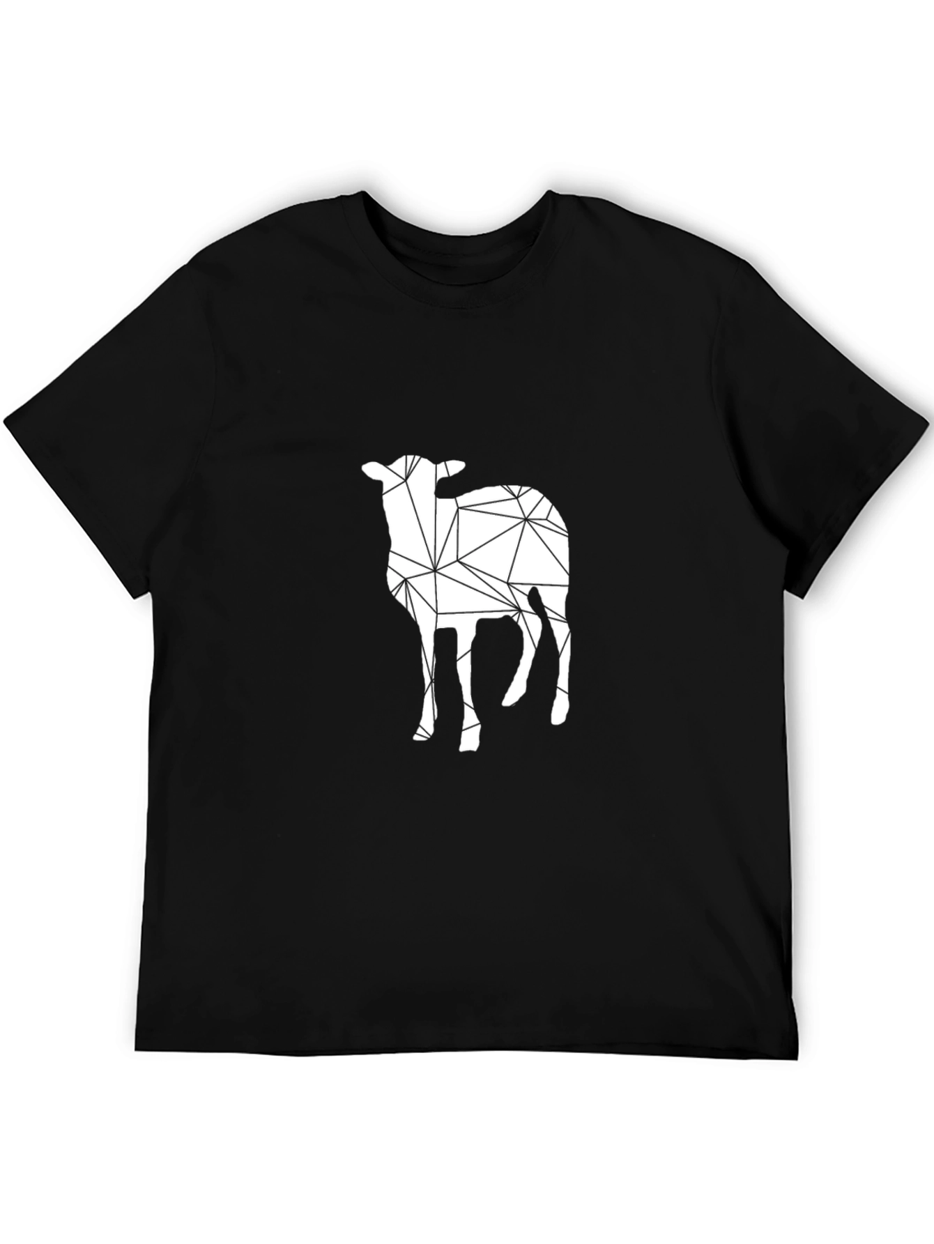 Geometric Lamb Graphic Black T-Shirt