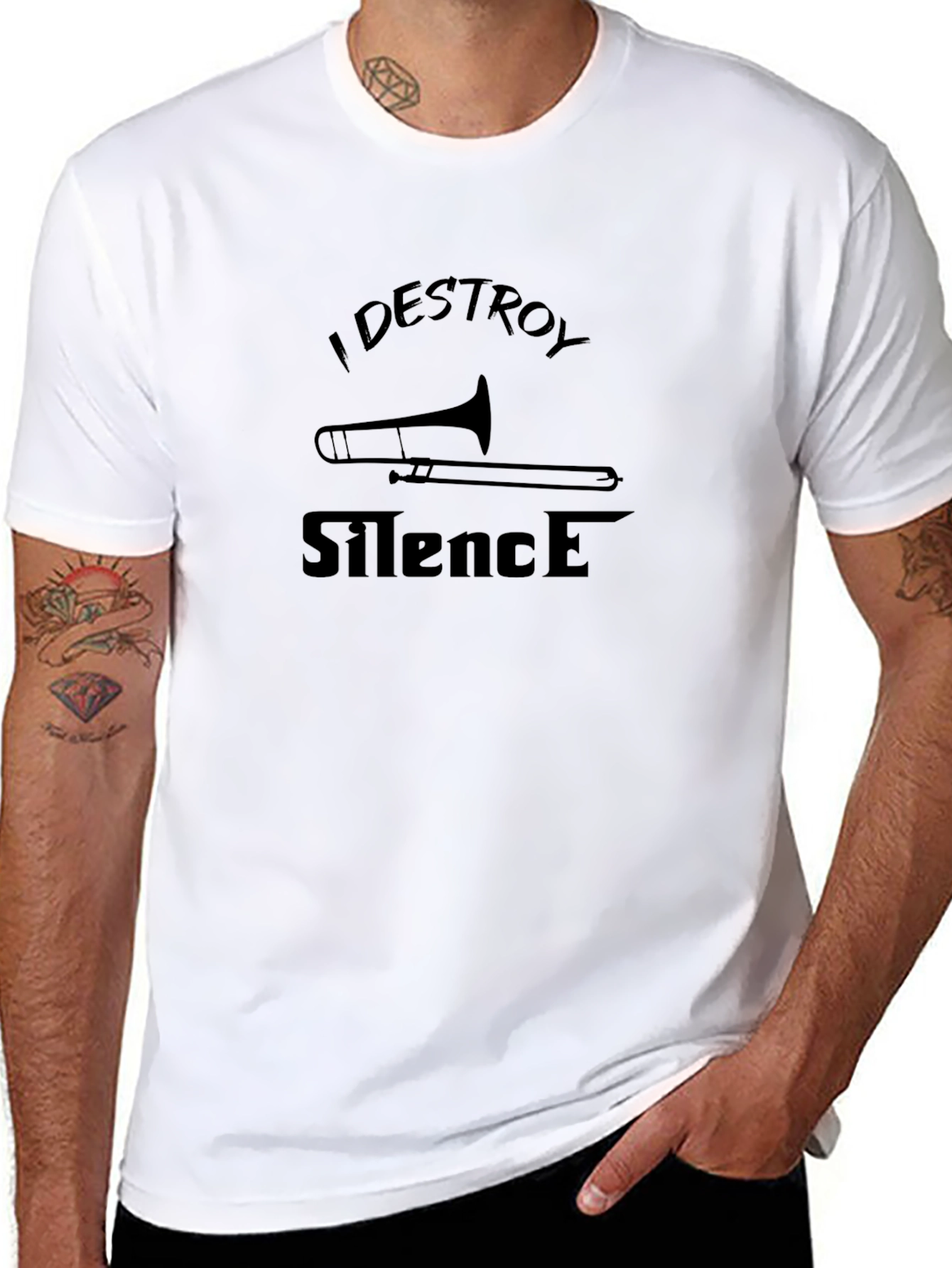 I Destroy Silence Trombone Graphic T-Shirt