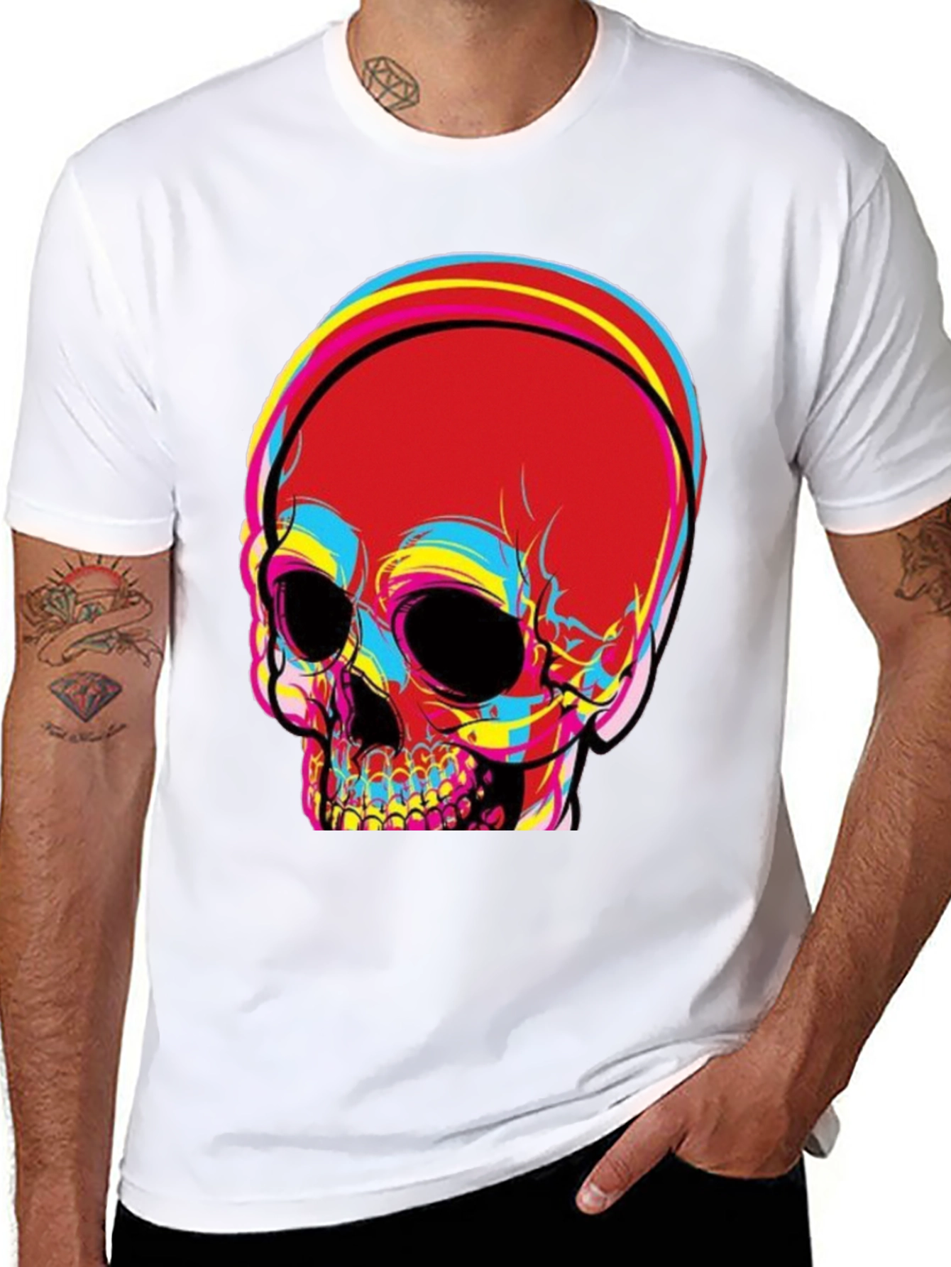 Skull Graphic Print Mens Black T-Shirt