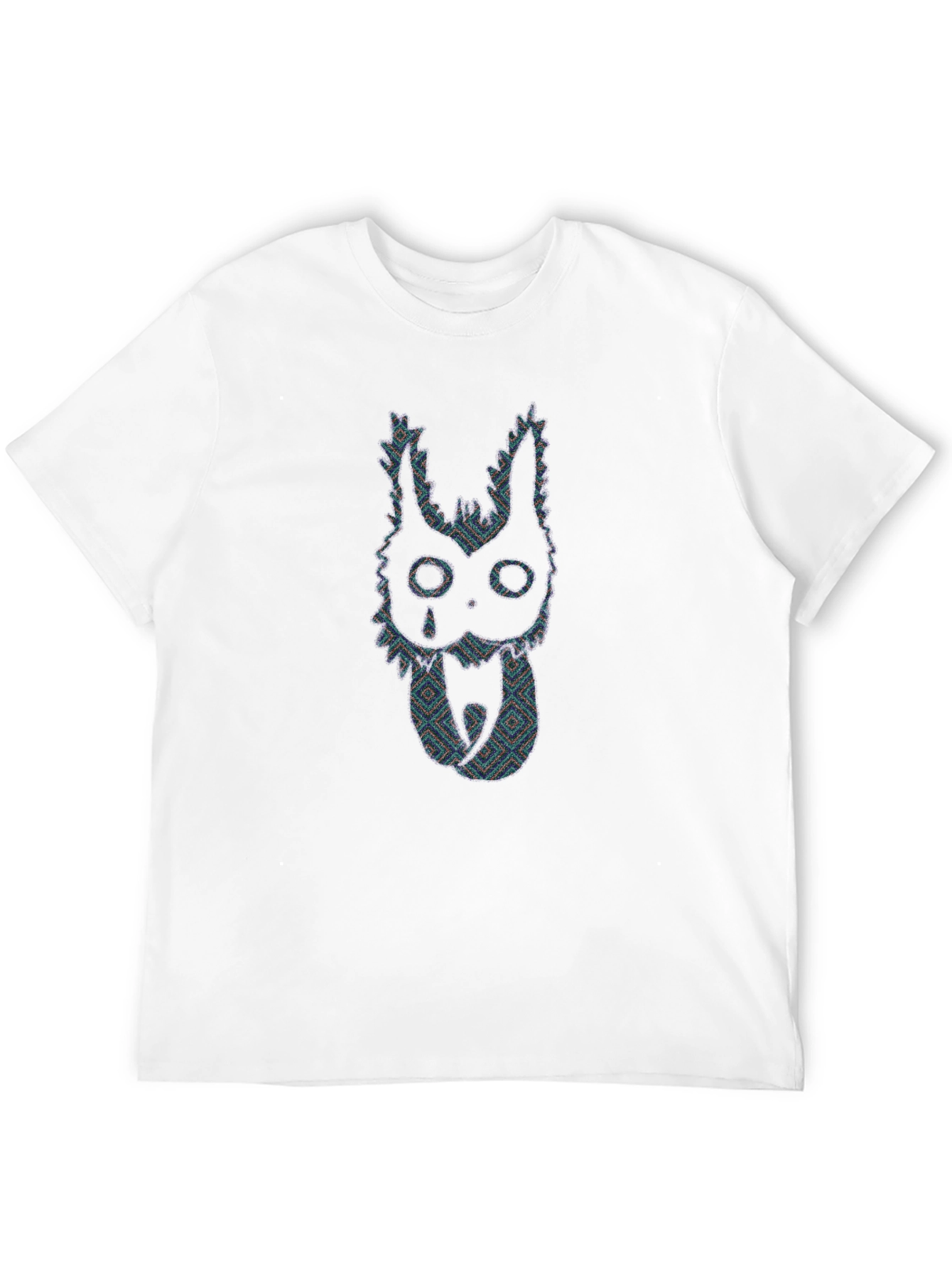 Abstract Crying Creature Graphic Tee - Black