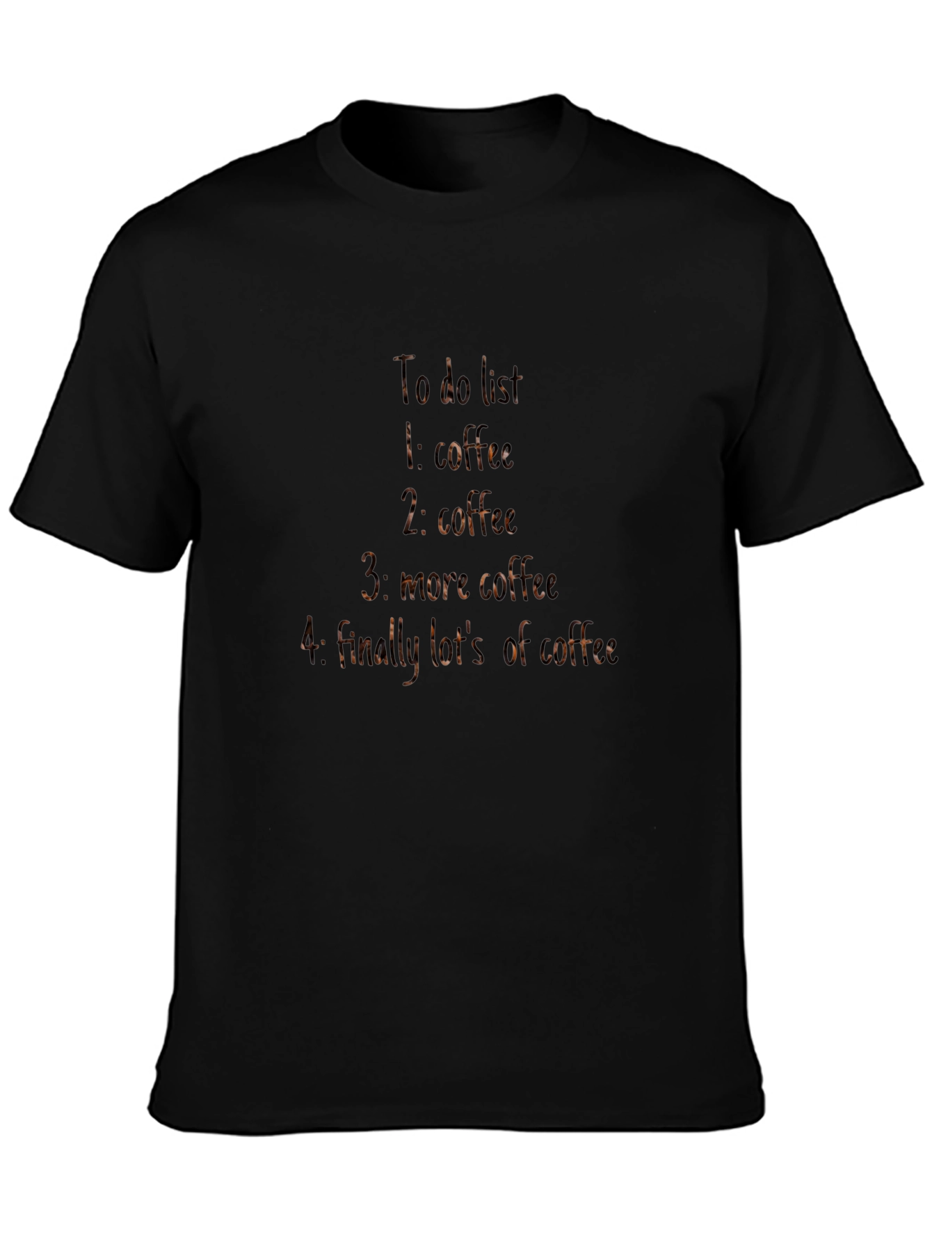 Coffee To-Do List Black T-Shirt