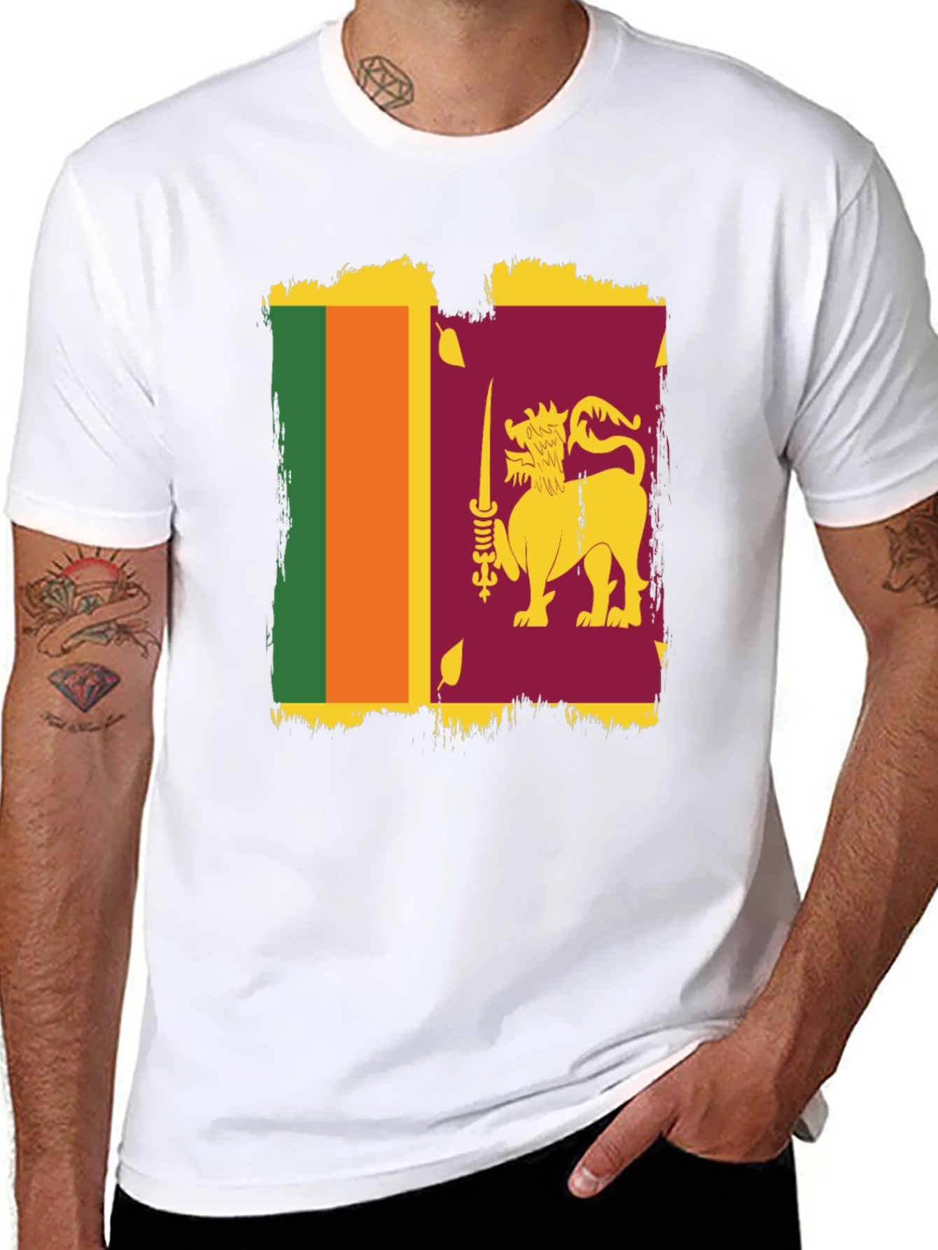 Sri Lanka Flag Graphic T-Shirt - Stylish Patriotic Tee