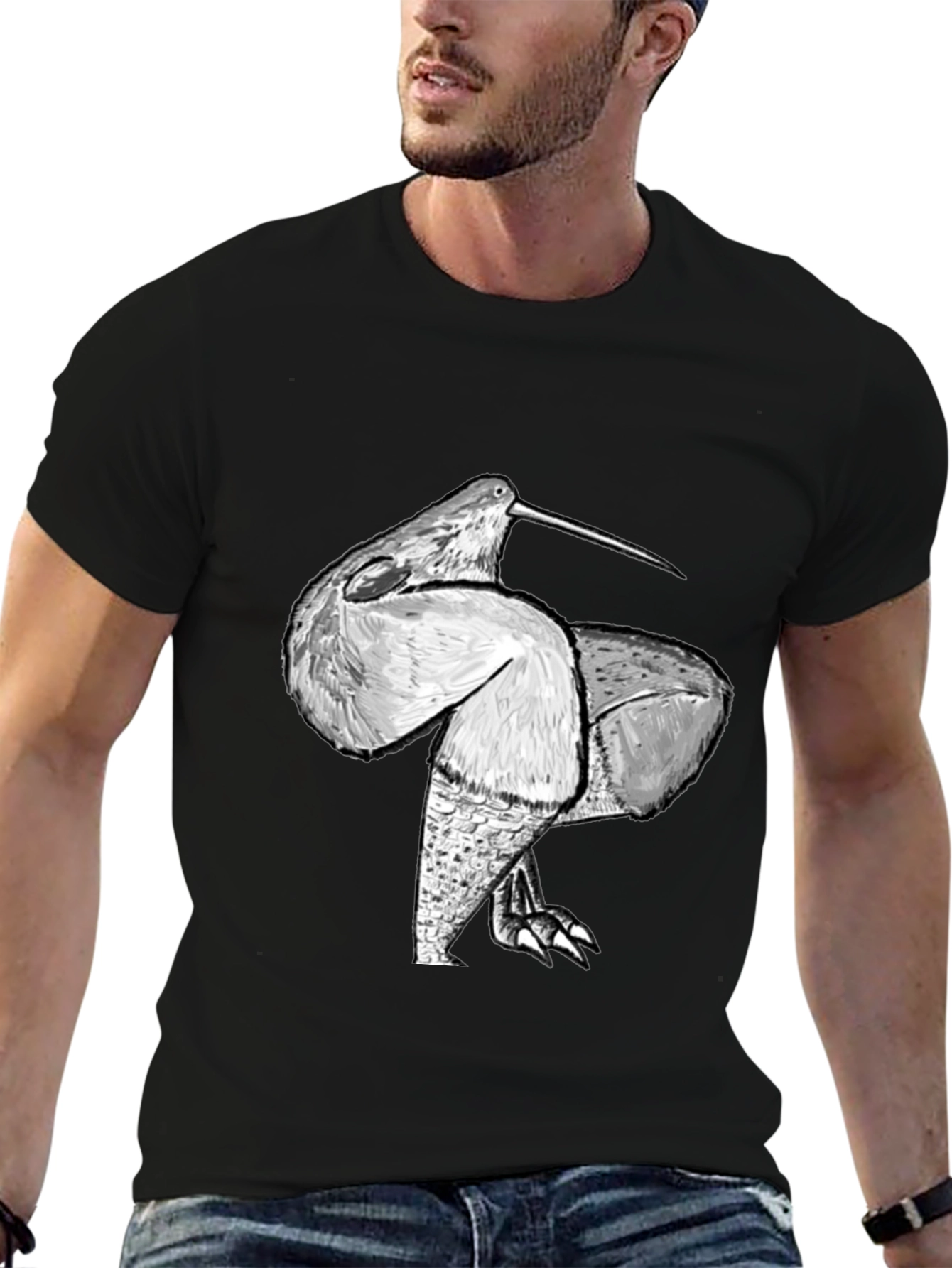 Unique Bird Graphic Black Tee