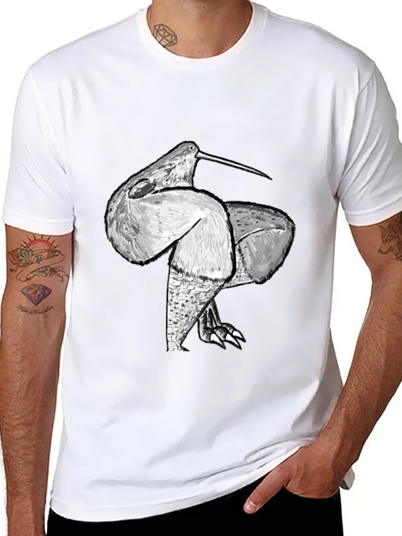 Unique Bird Graphic Black Tee