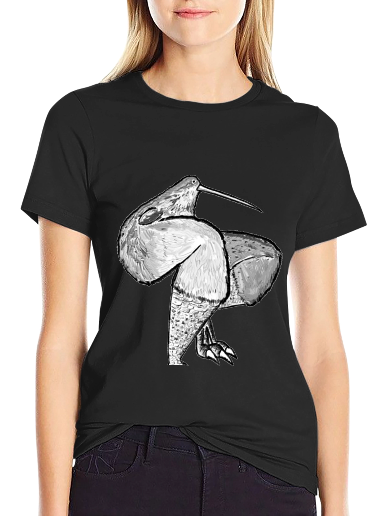 Unique Bird Graphic Black Tee