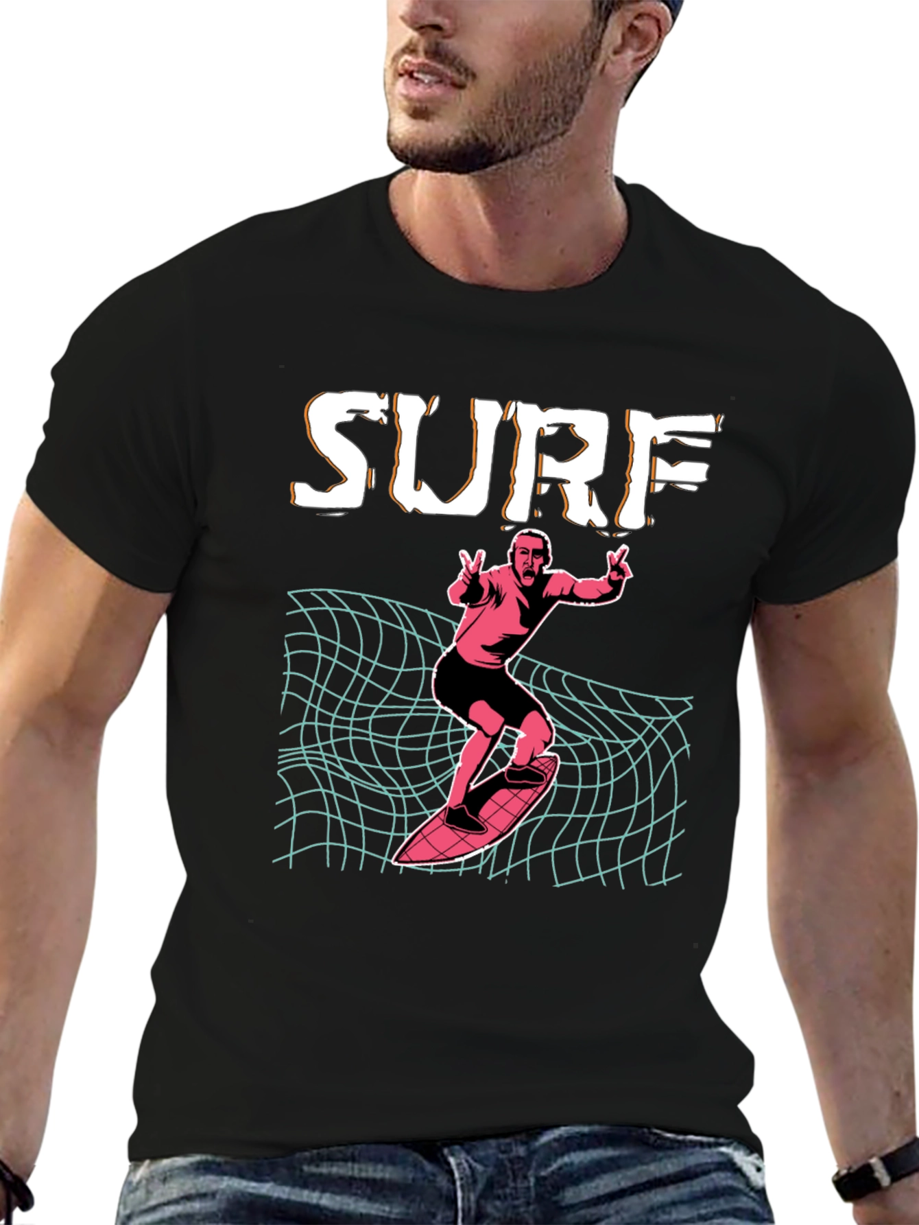 Surf T-Shirt: Retro Wave Design