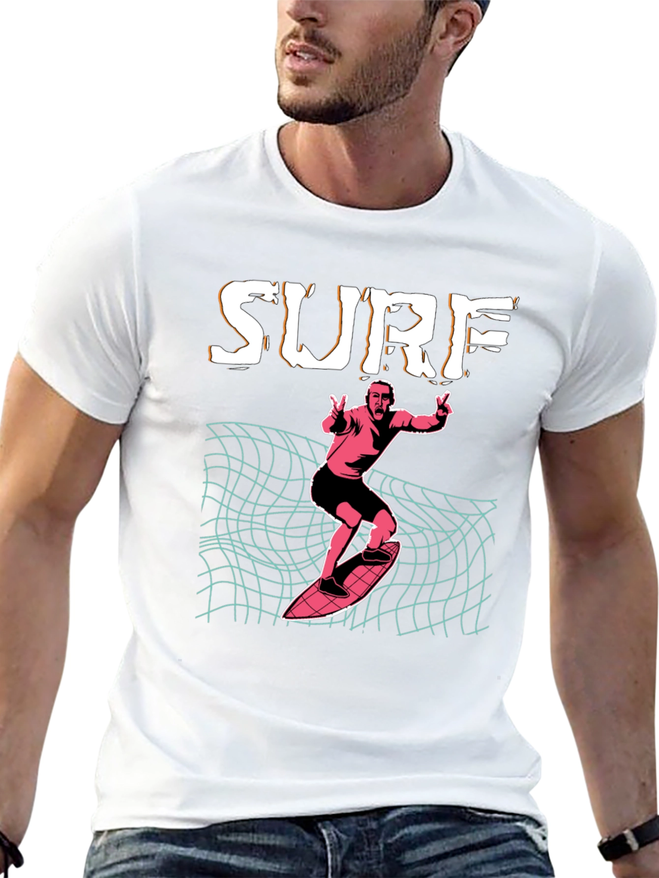 Surf T-Shirt: Retro Wave Design