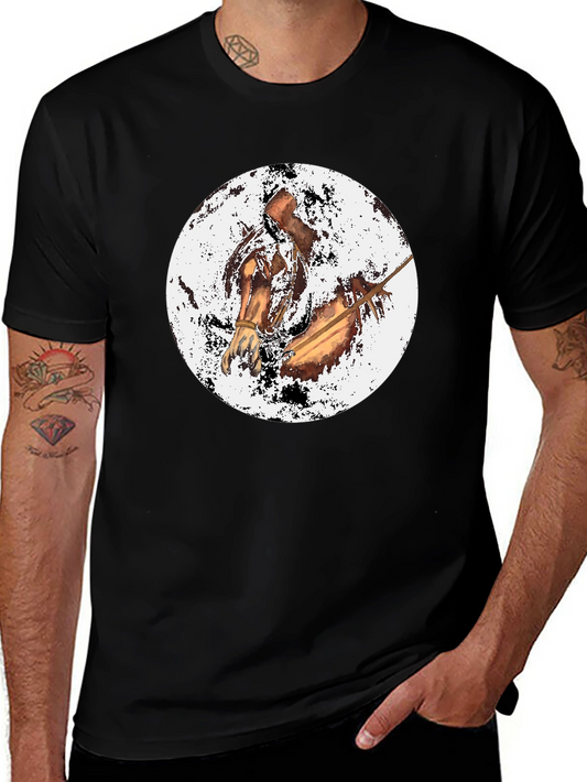 Black T-Shirt with Horse Graphic