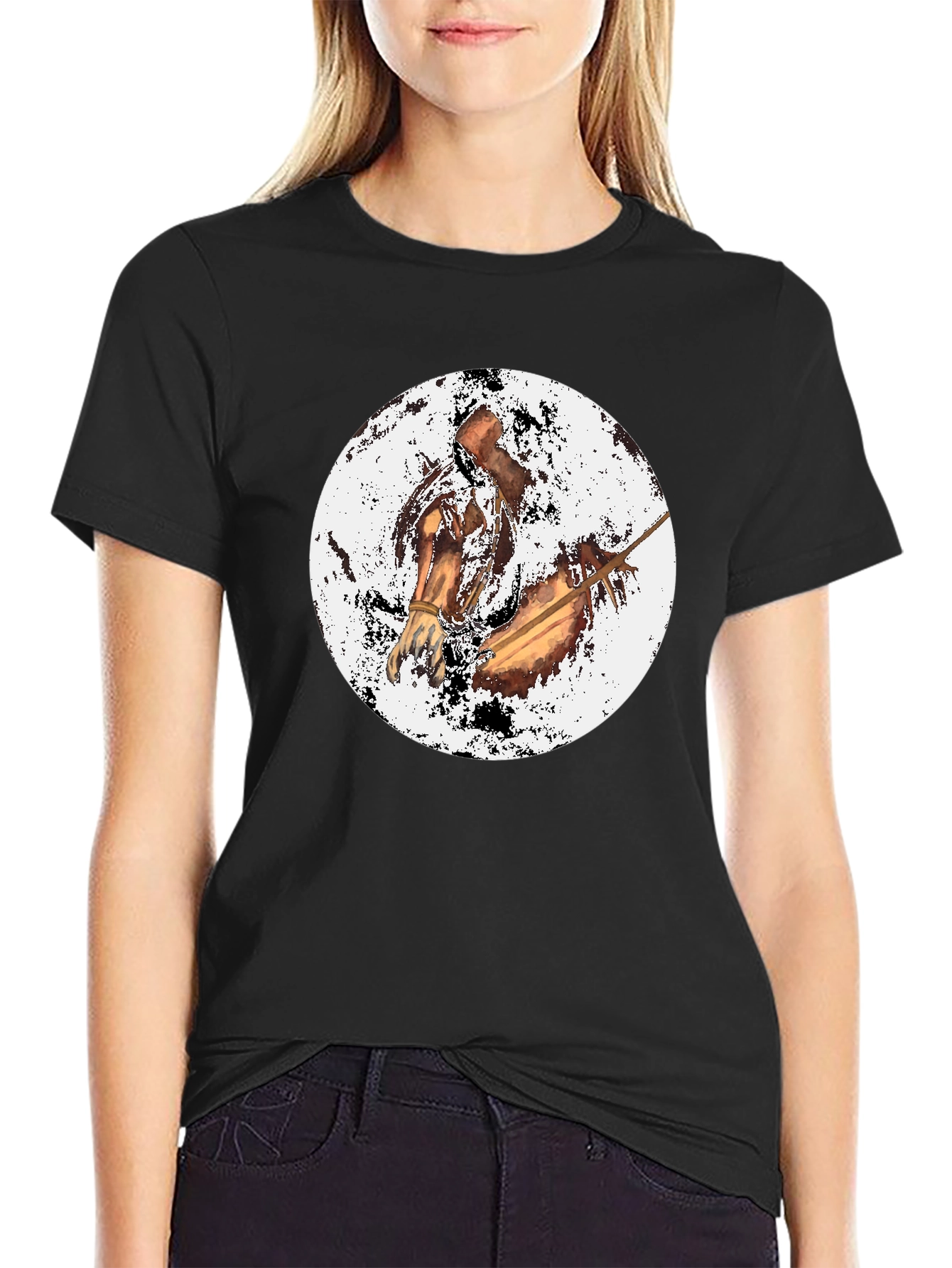 Black T-Shirt with Horse Graphic