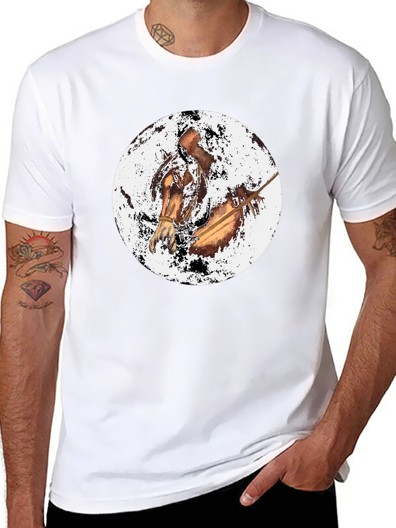 Black T-Shirt with Horse Graphic