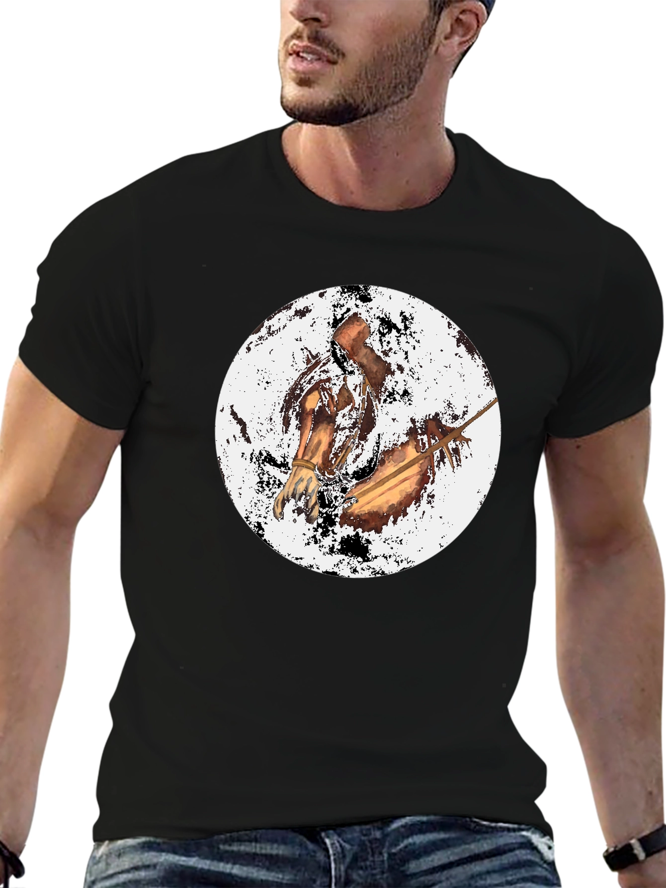 Black T-Shirt with Horse Graphic