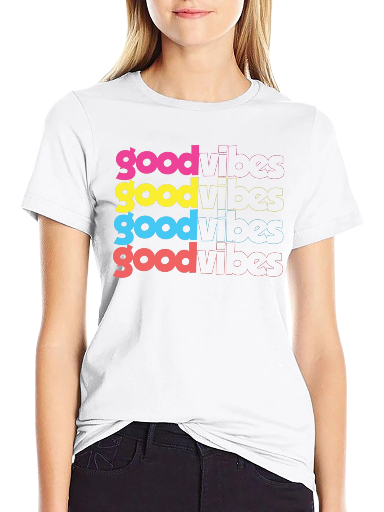 Good Vibes Graphic Tee - Trendy Retro Style