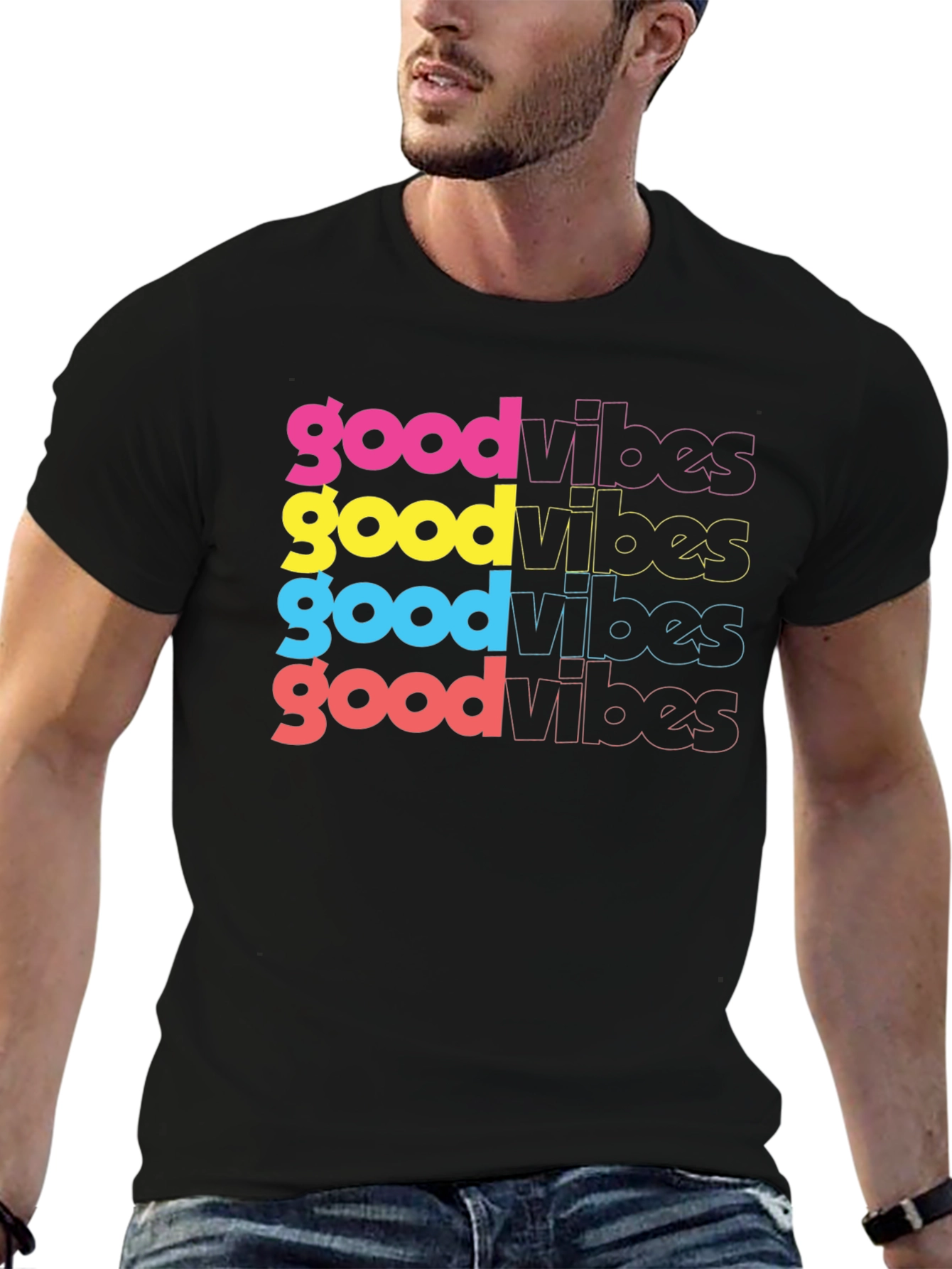 Good Vibes Graphic Tee - Trendy Retro Style