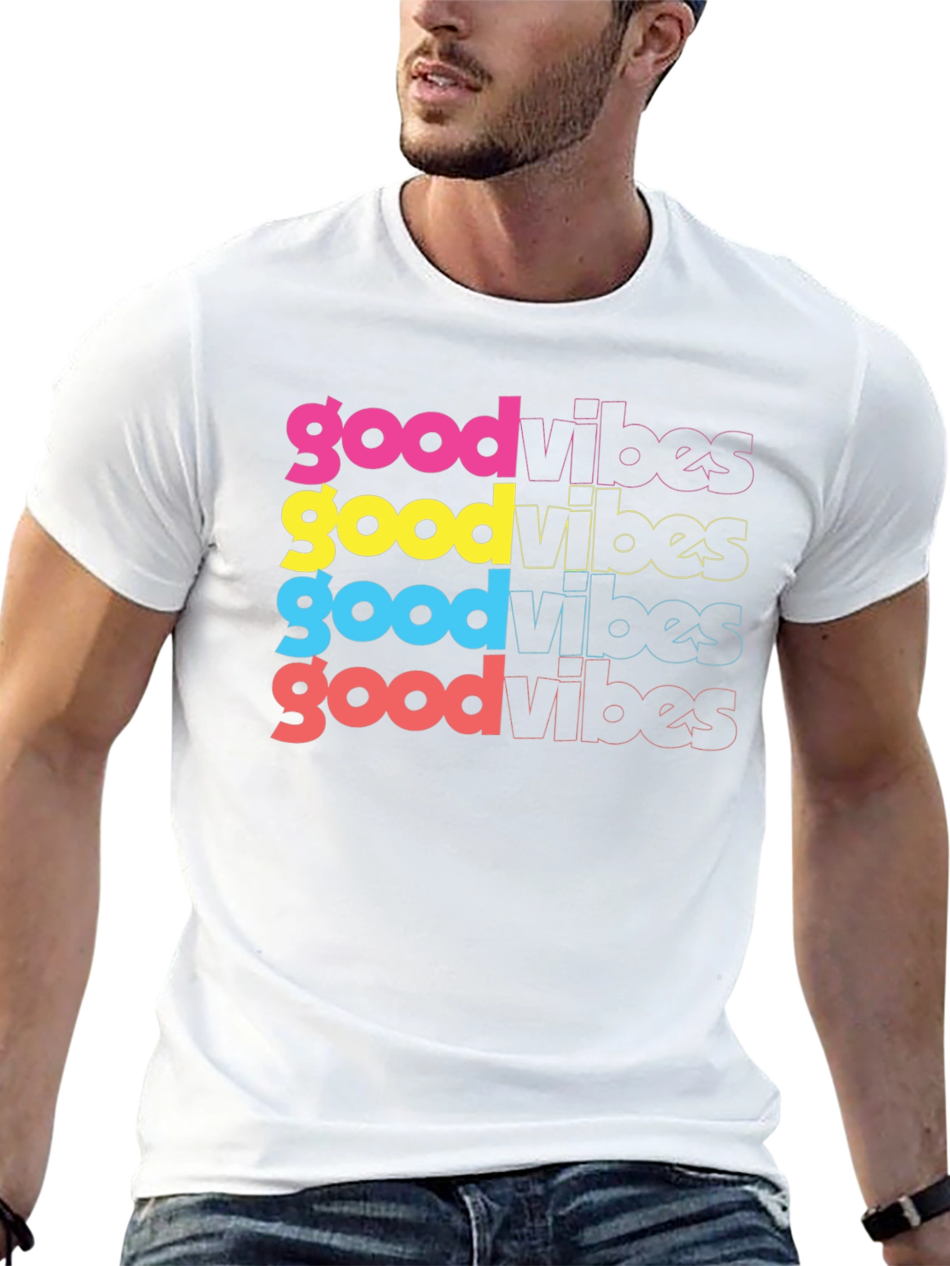 Good Vibes Graphic Tee - Trendy Retro Style