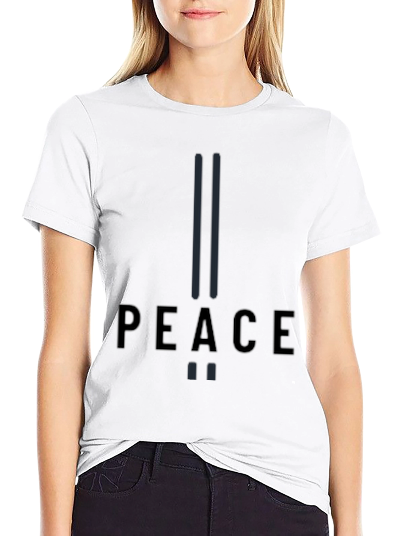Peace Graphic Print Black T-Shirt