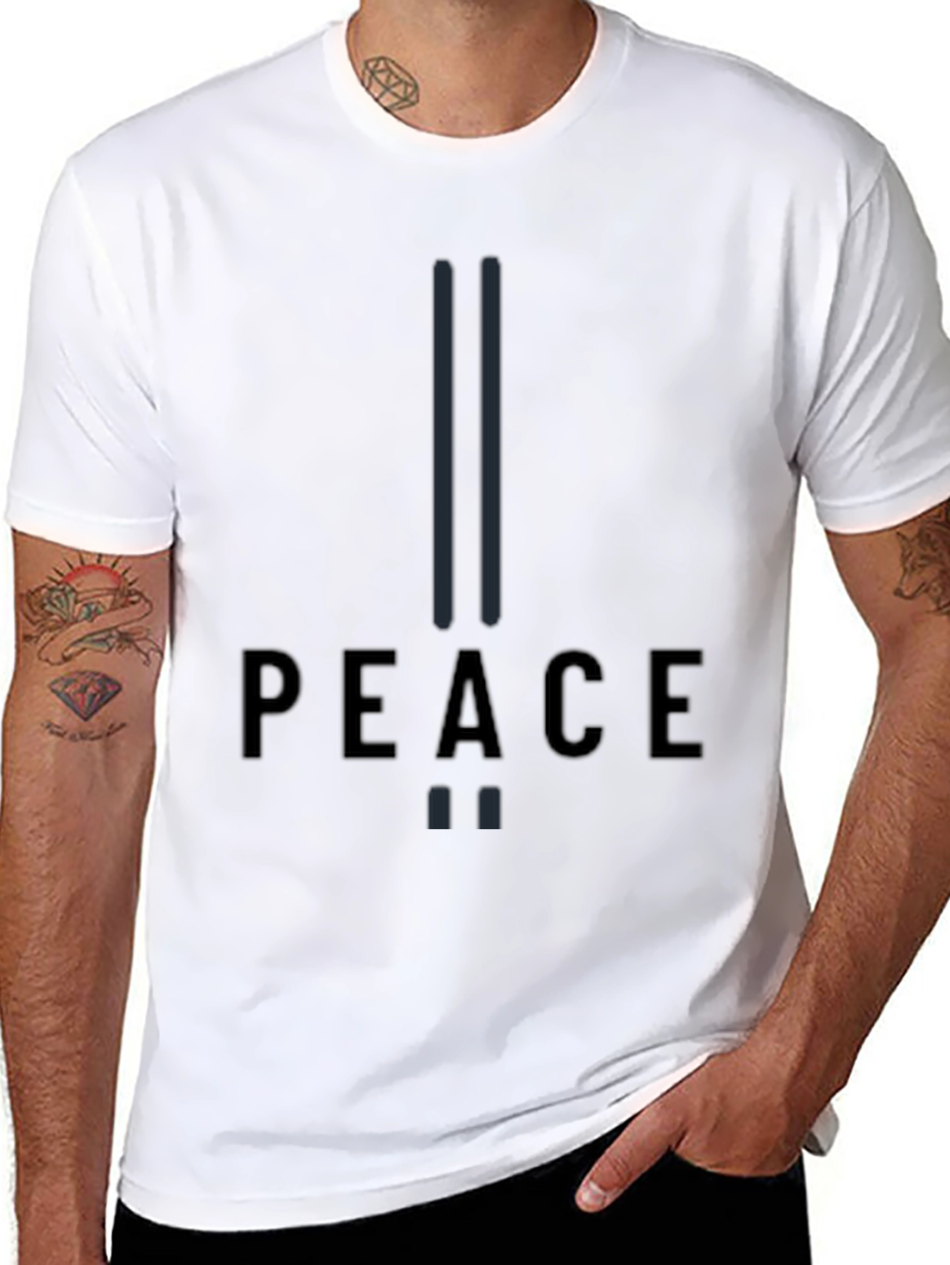 Peace Graphic Print Black T-Shirt
