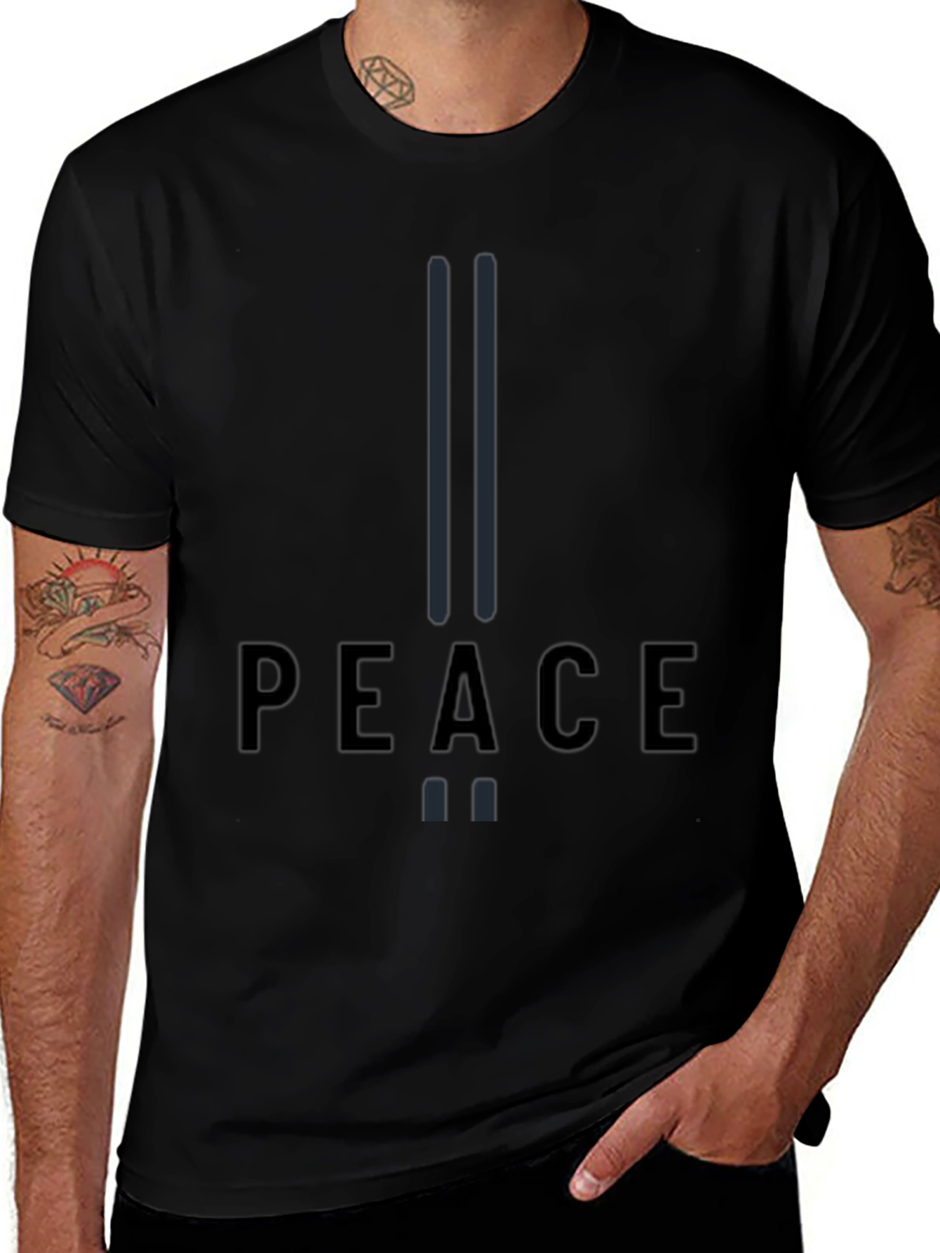 Peace Graphic Print Black T-Shirt