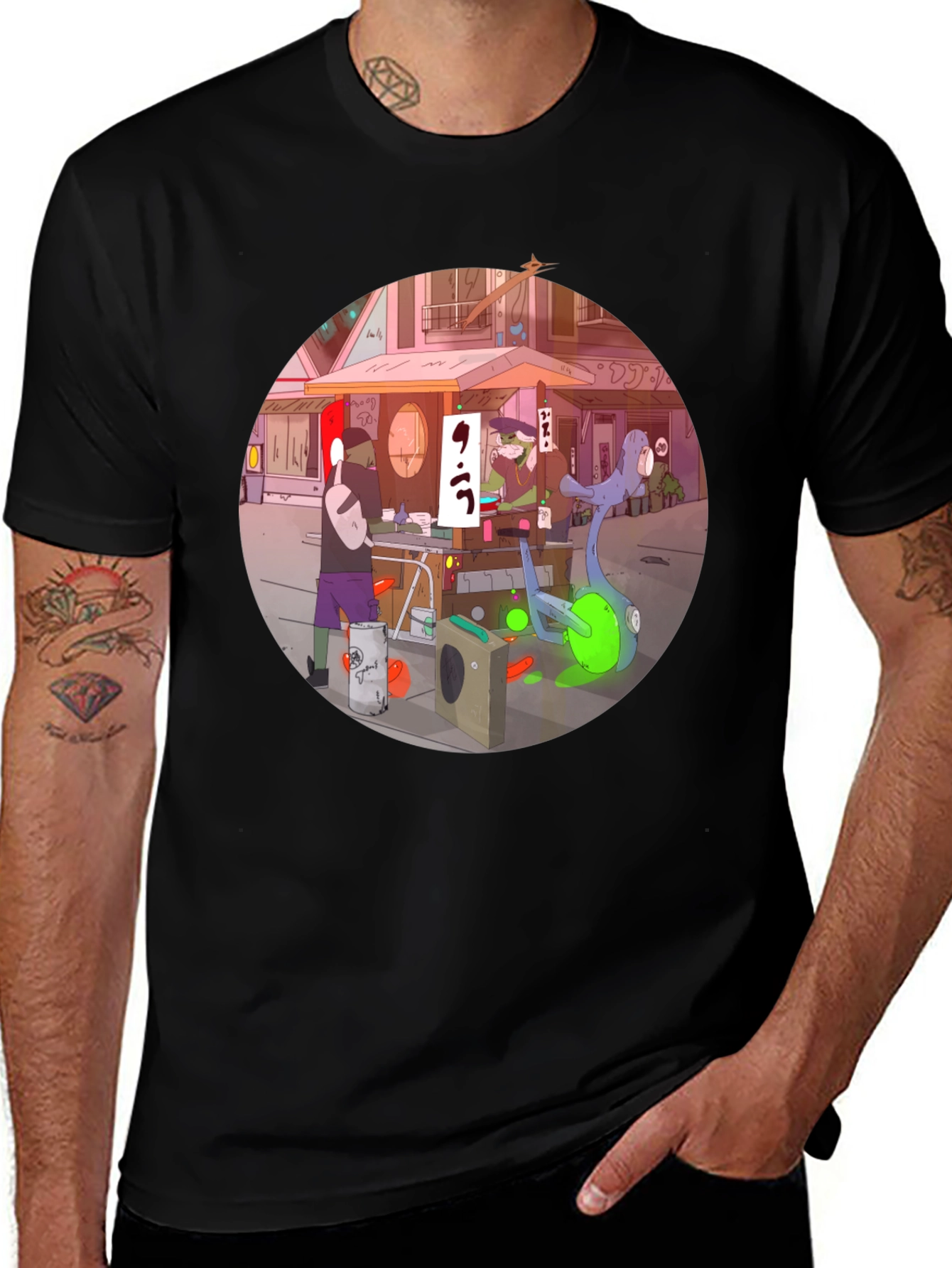 Anime Street Scene Graphic T-Shirt