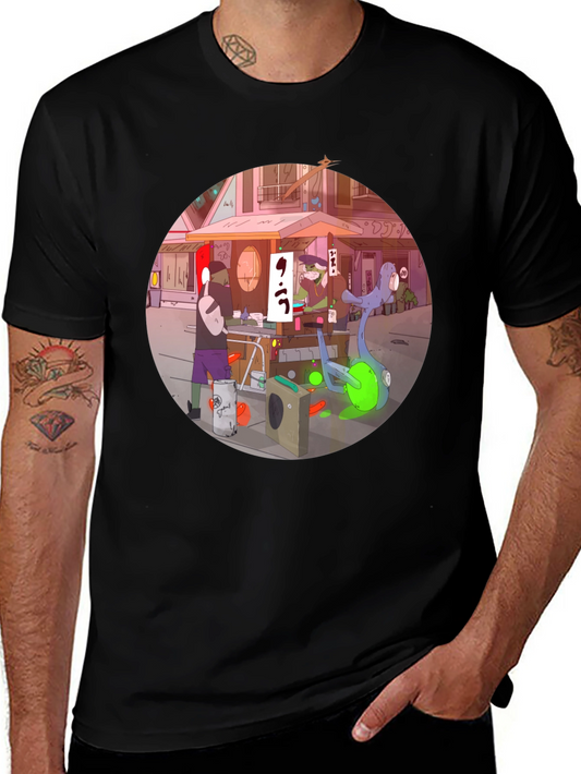 Anime Street Scene Graphic T-Shirt