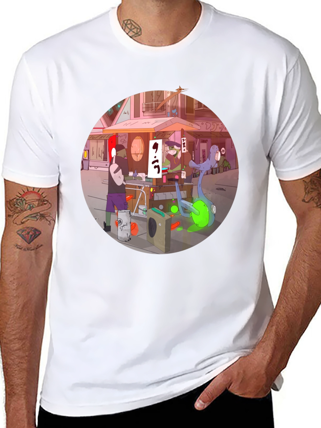 Anime Street Scene Graphic T-Shirt