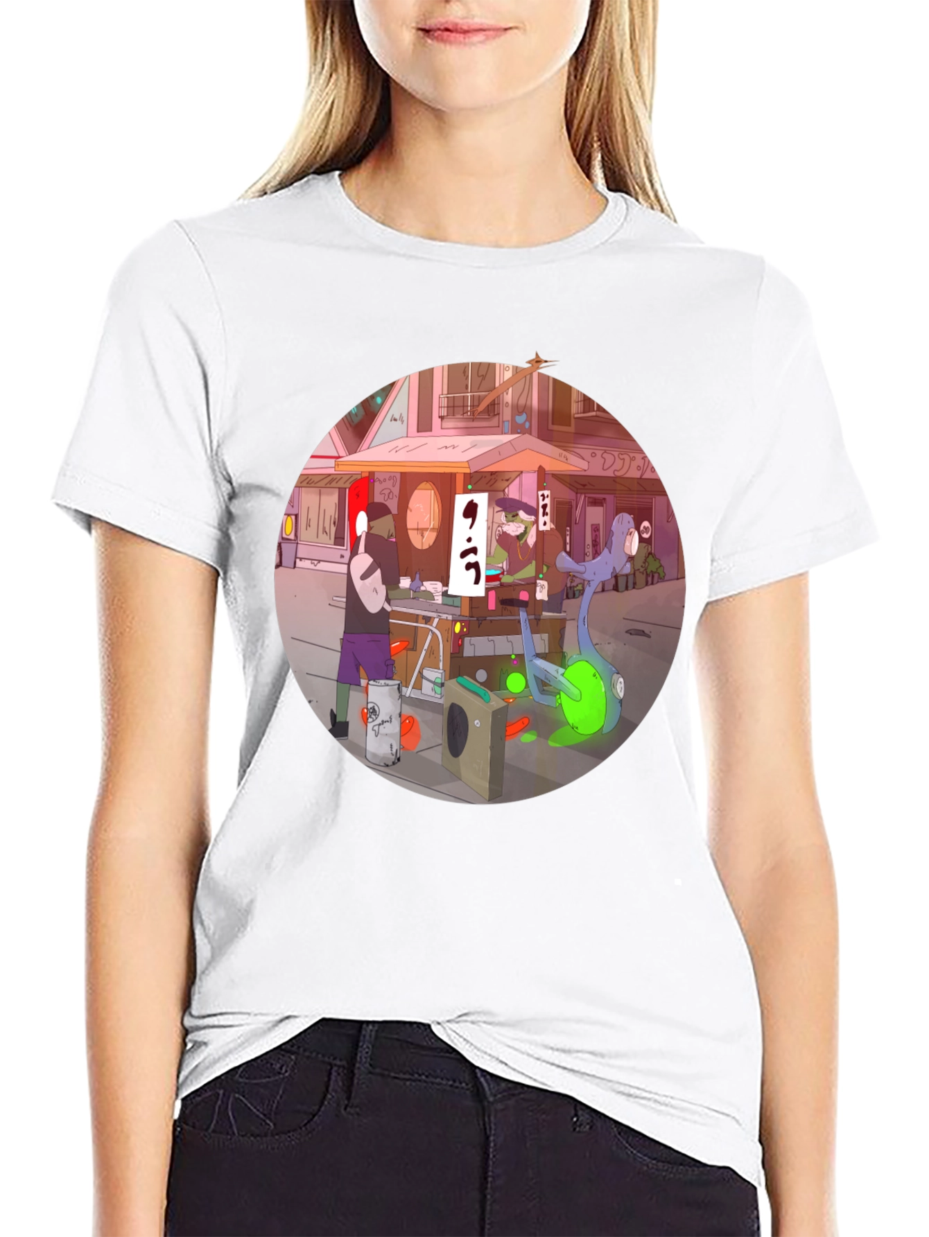 Anime Street Scene Graphic T-Shirt