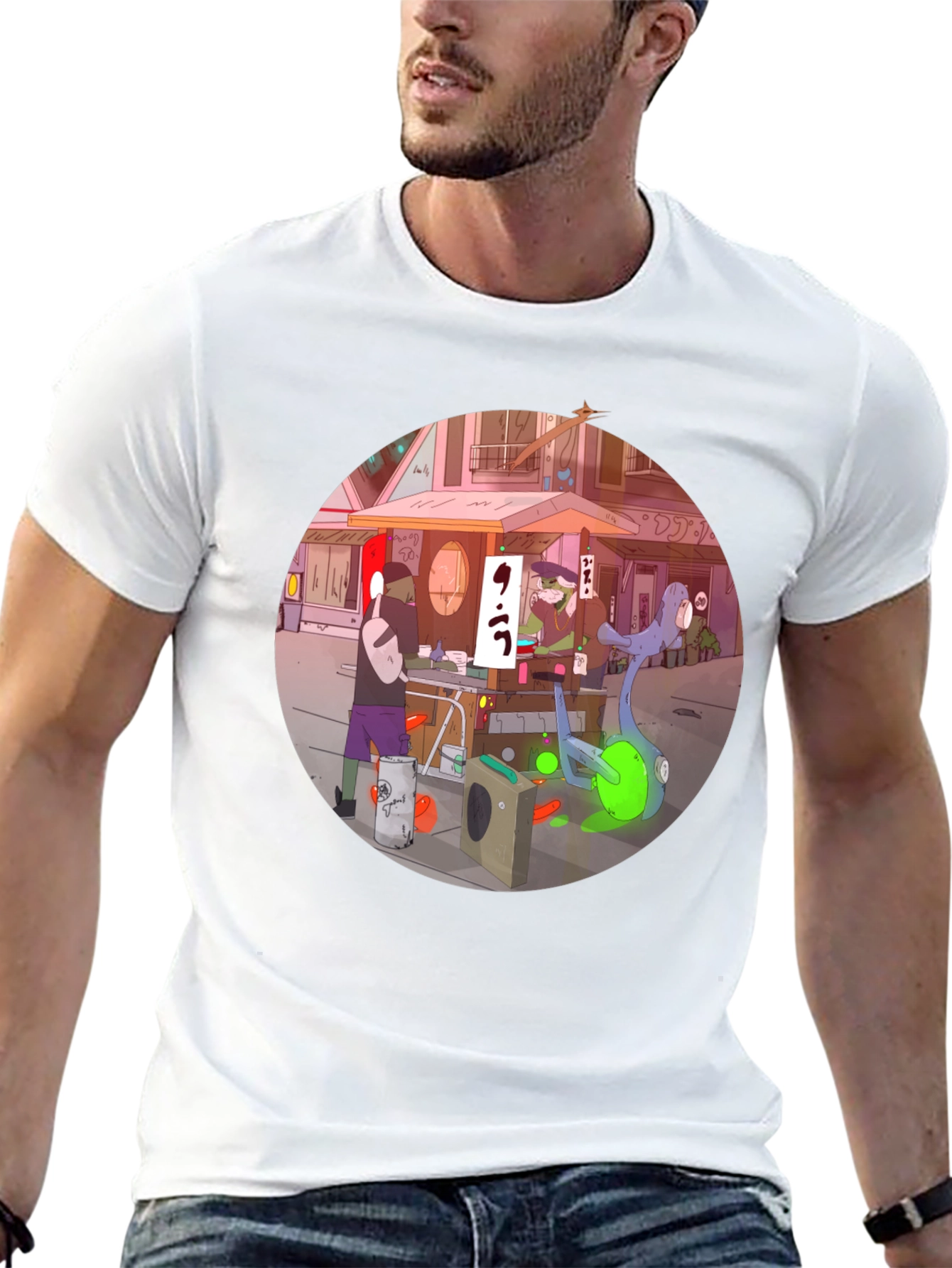 Anime Street Scene Graphic T-Shirt