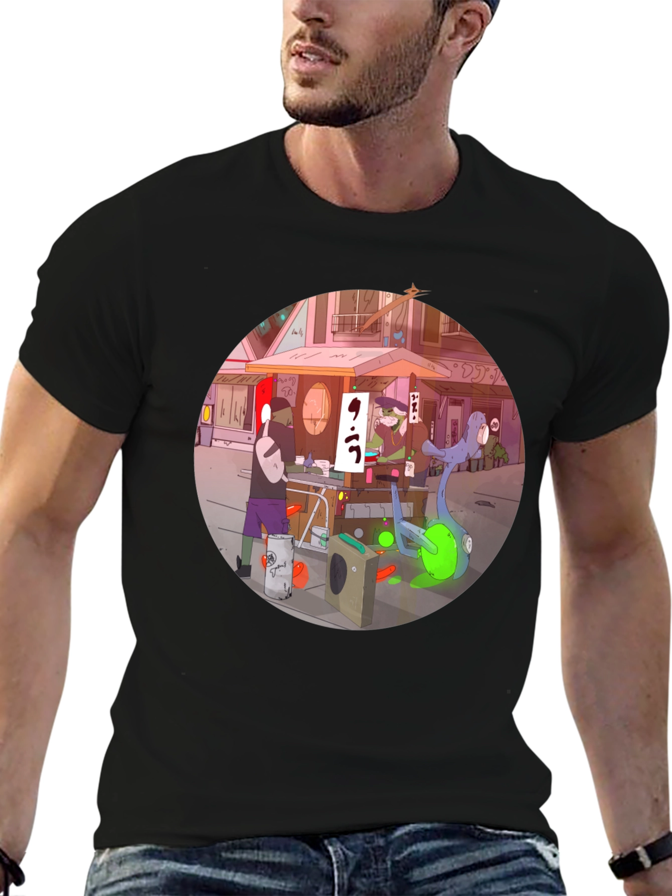Anime Street Scene Graphic T-Shirt