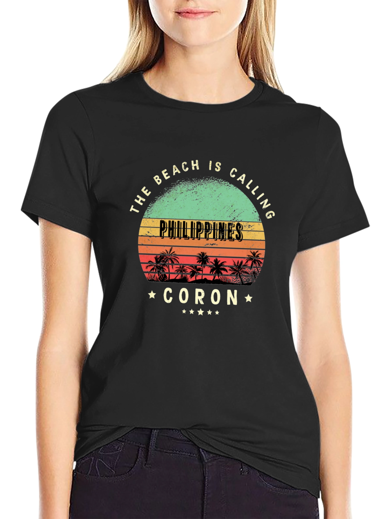 Philippines Coran Beach Calling Black T-Shirt