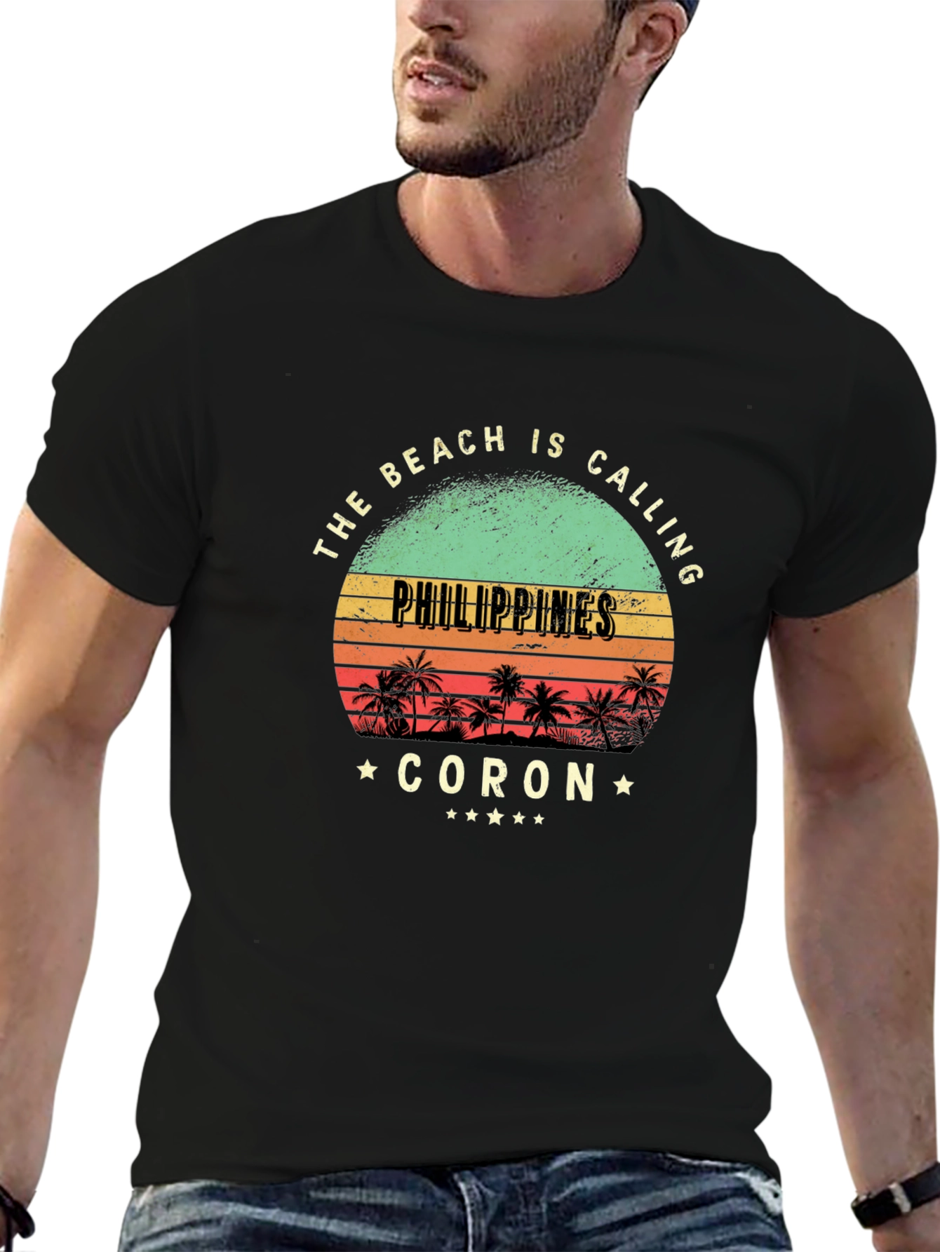 Philippines Coran Beach Calling Black T-Shirt