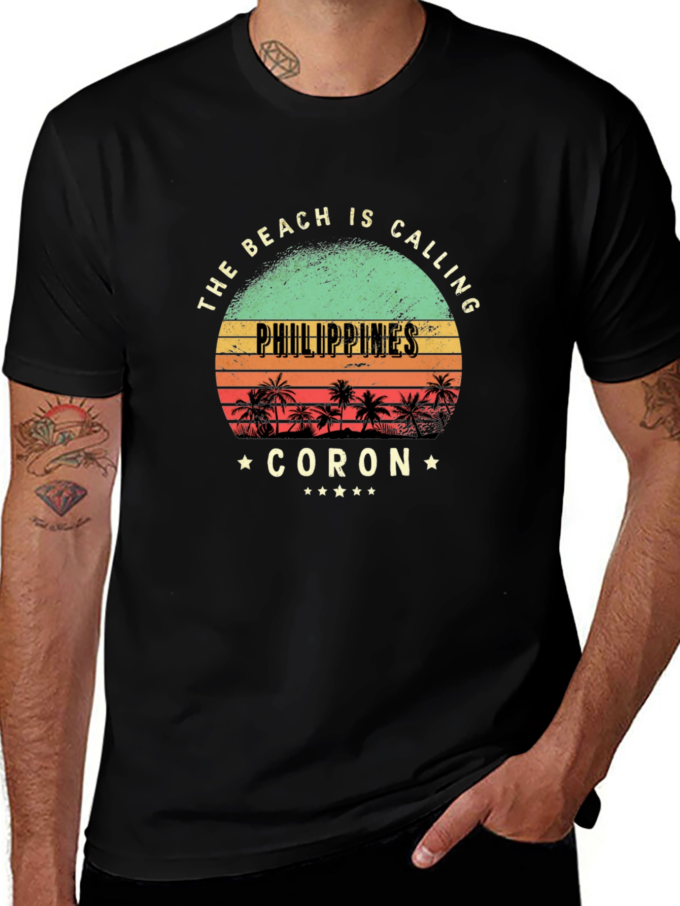 Philippines Coran Beach Calling Black T-Shirt