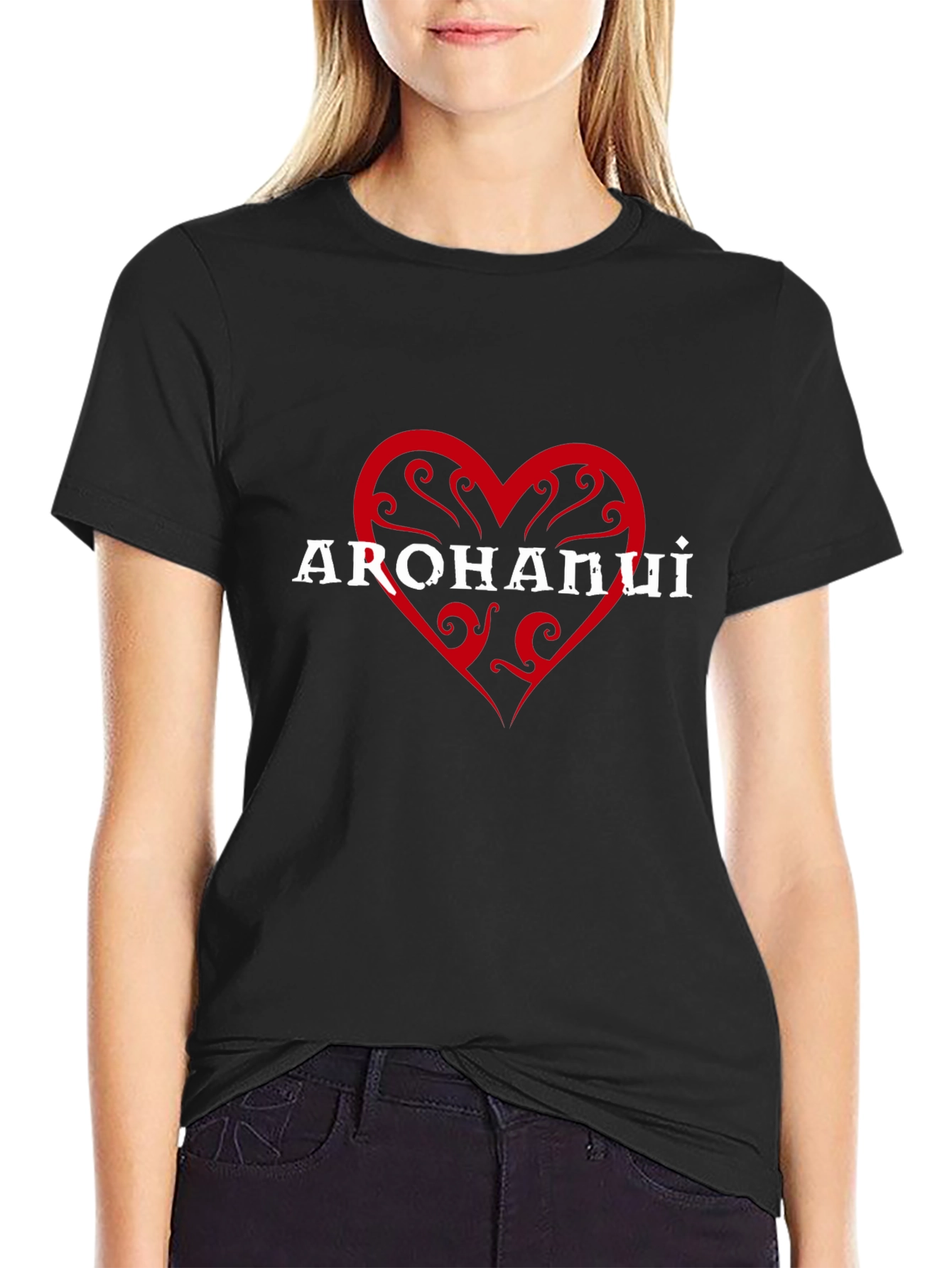 Arohanui Heart Graphic Tee - Black