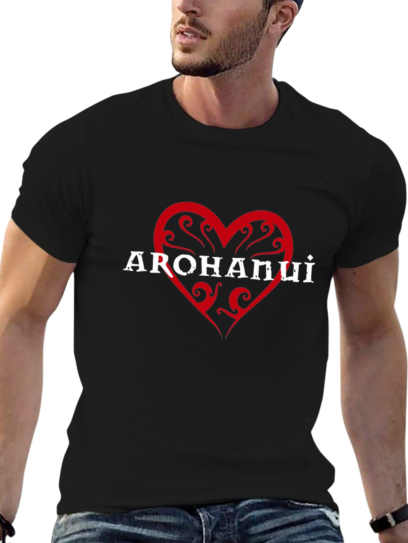 Arohanui Heart Graphic Tee - Black