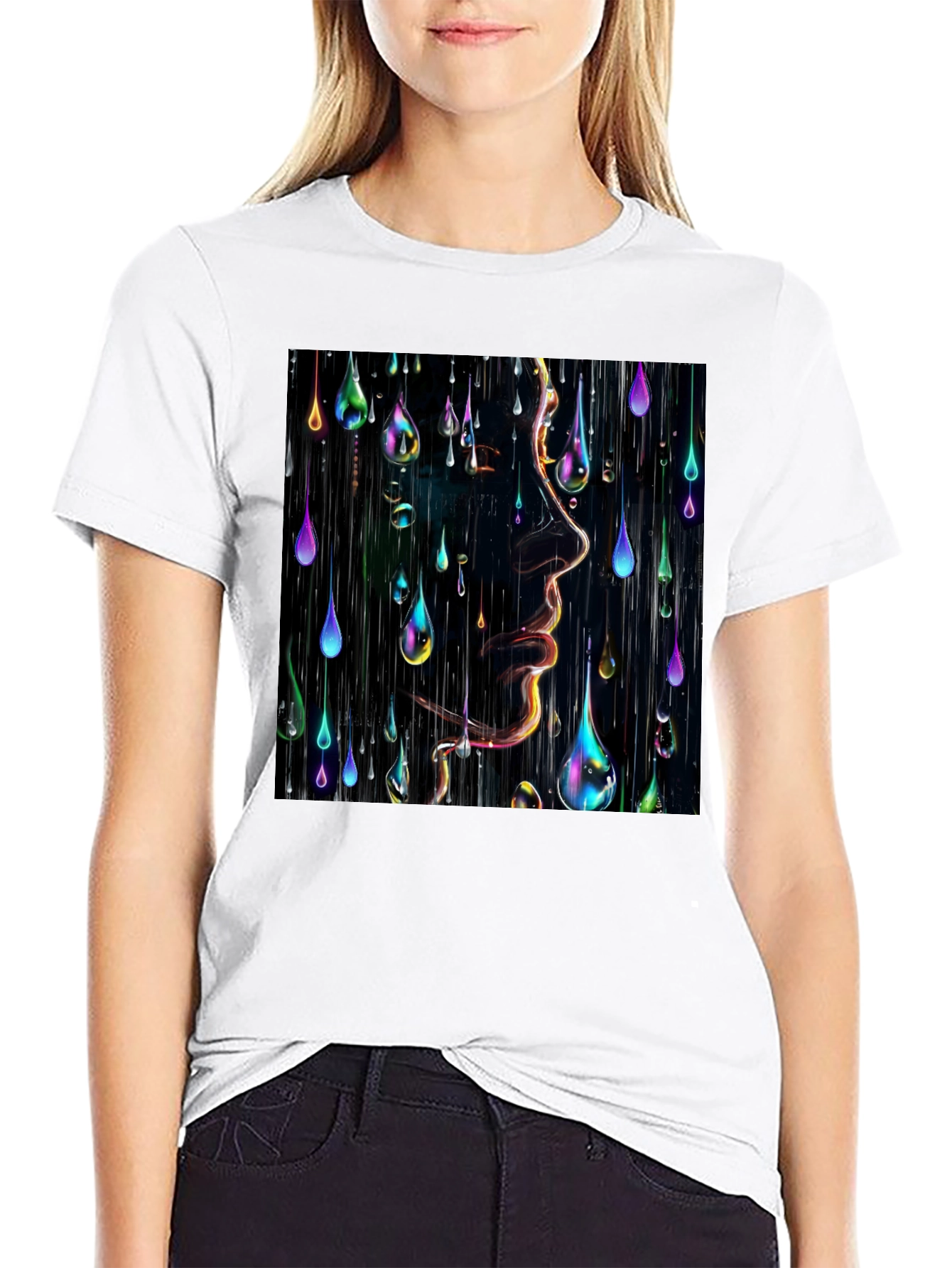 Raindrop Portrait Tee - Abstract Graphic Print