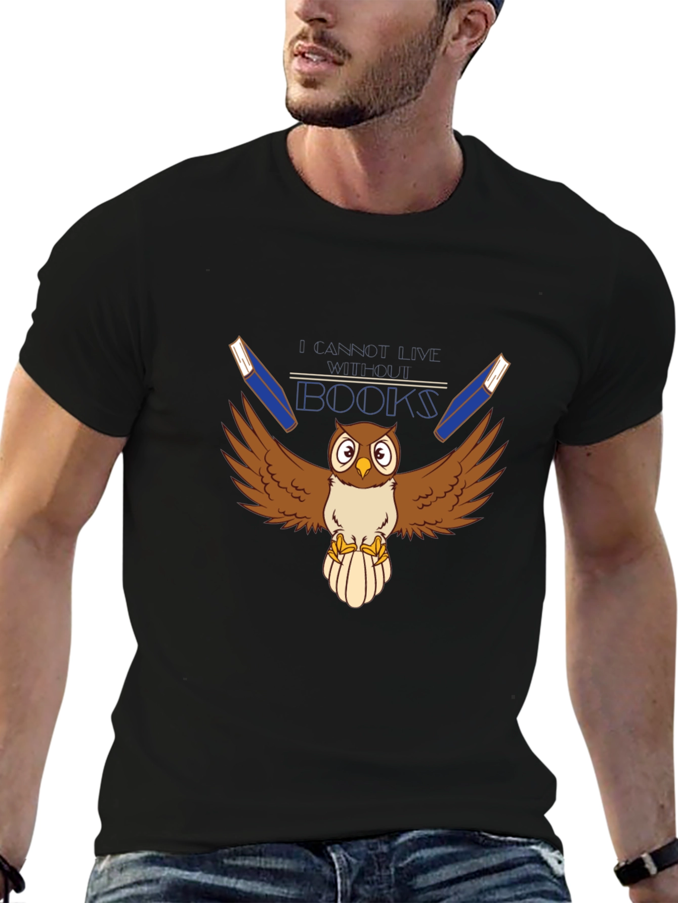Owl Reads Books Graphic T-Shirt