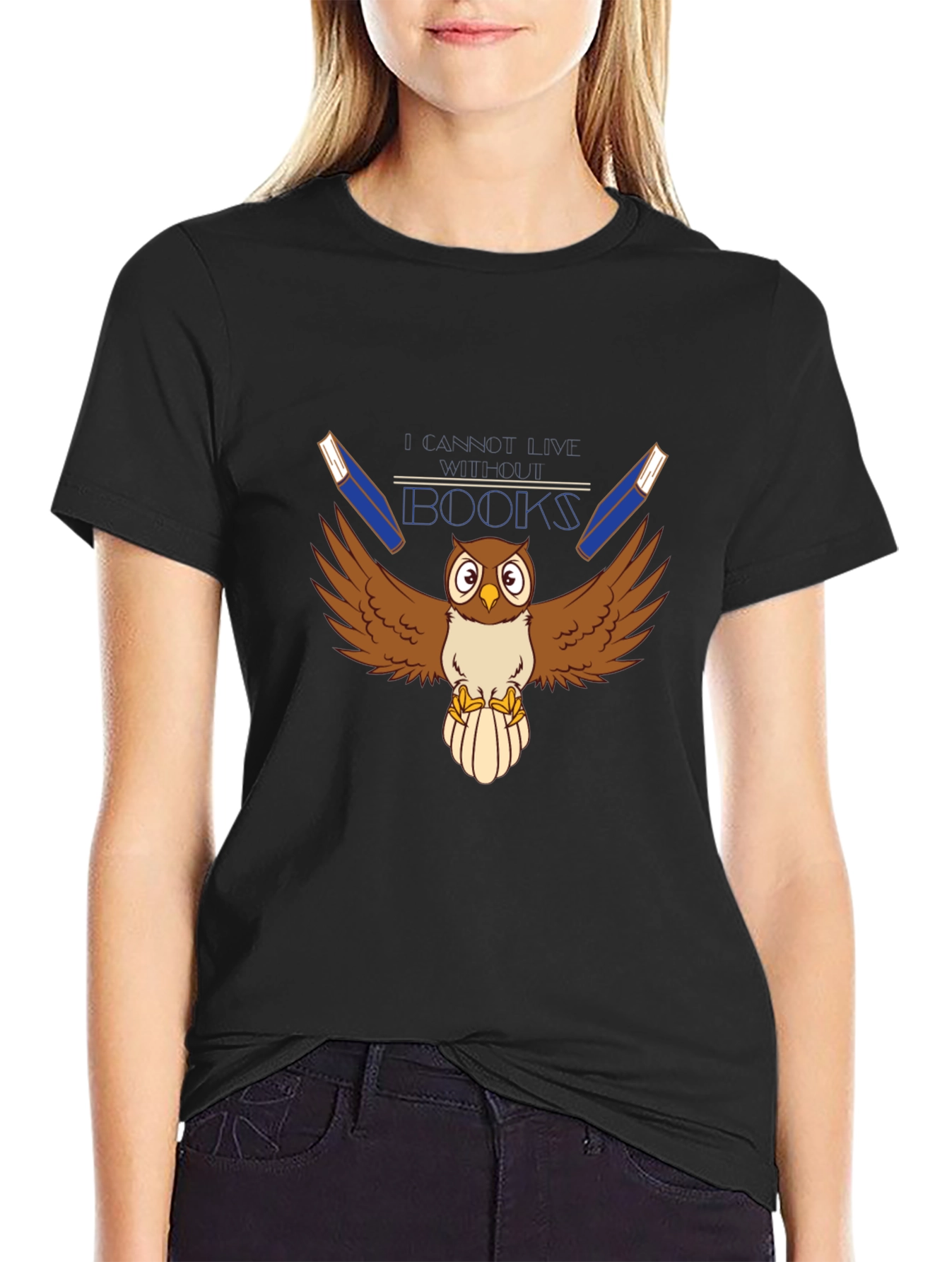 Owl Reads Books Graphic T-Shirt