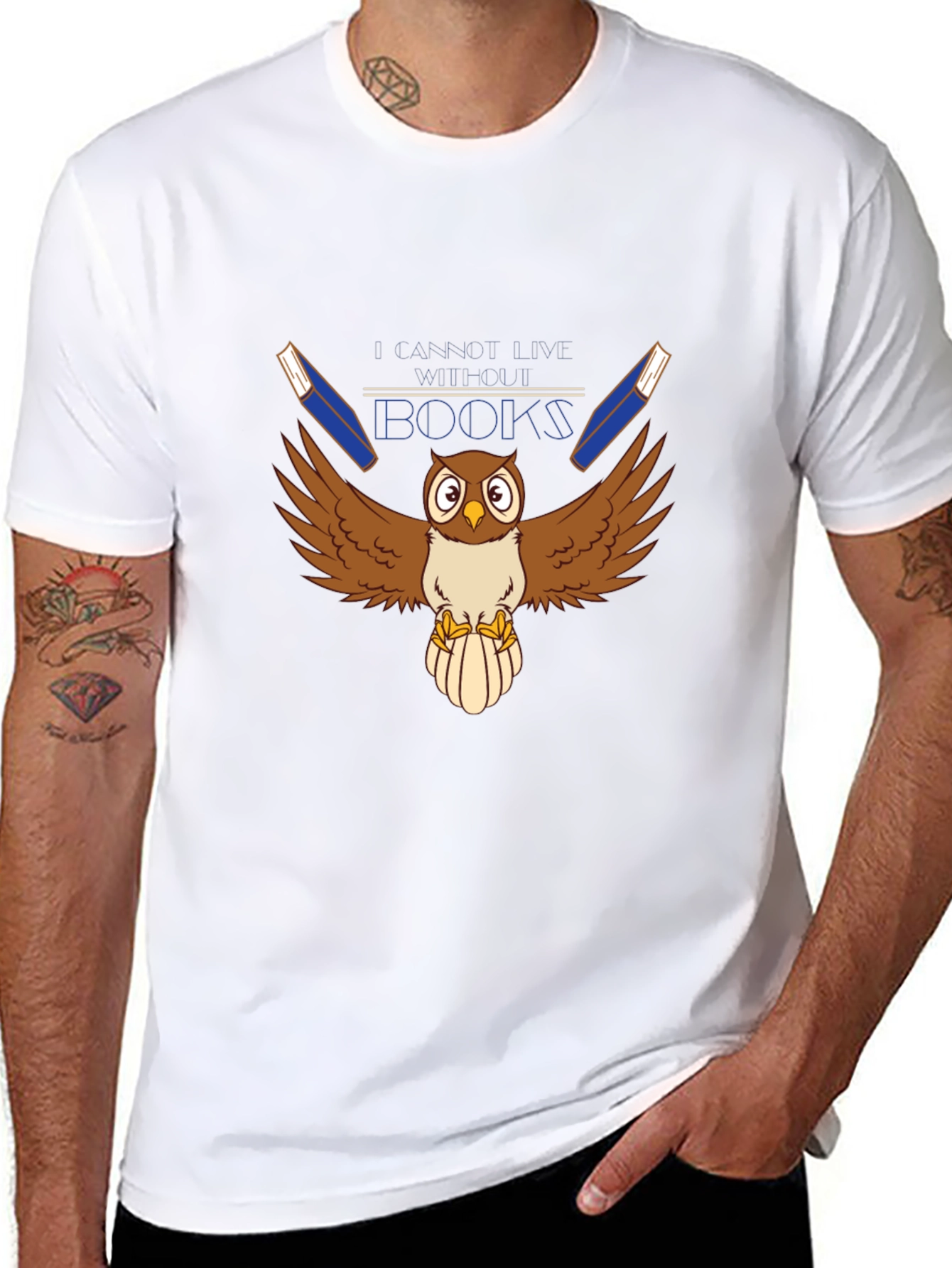 Owl Reads Books Graphic T-Shirt