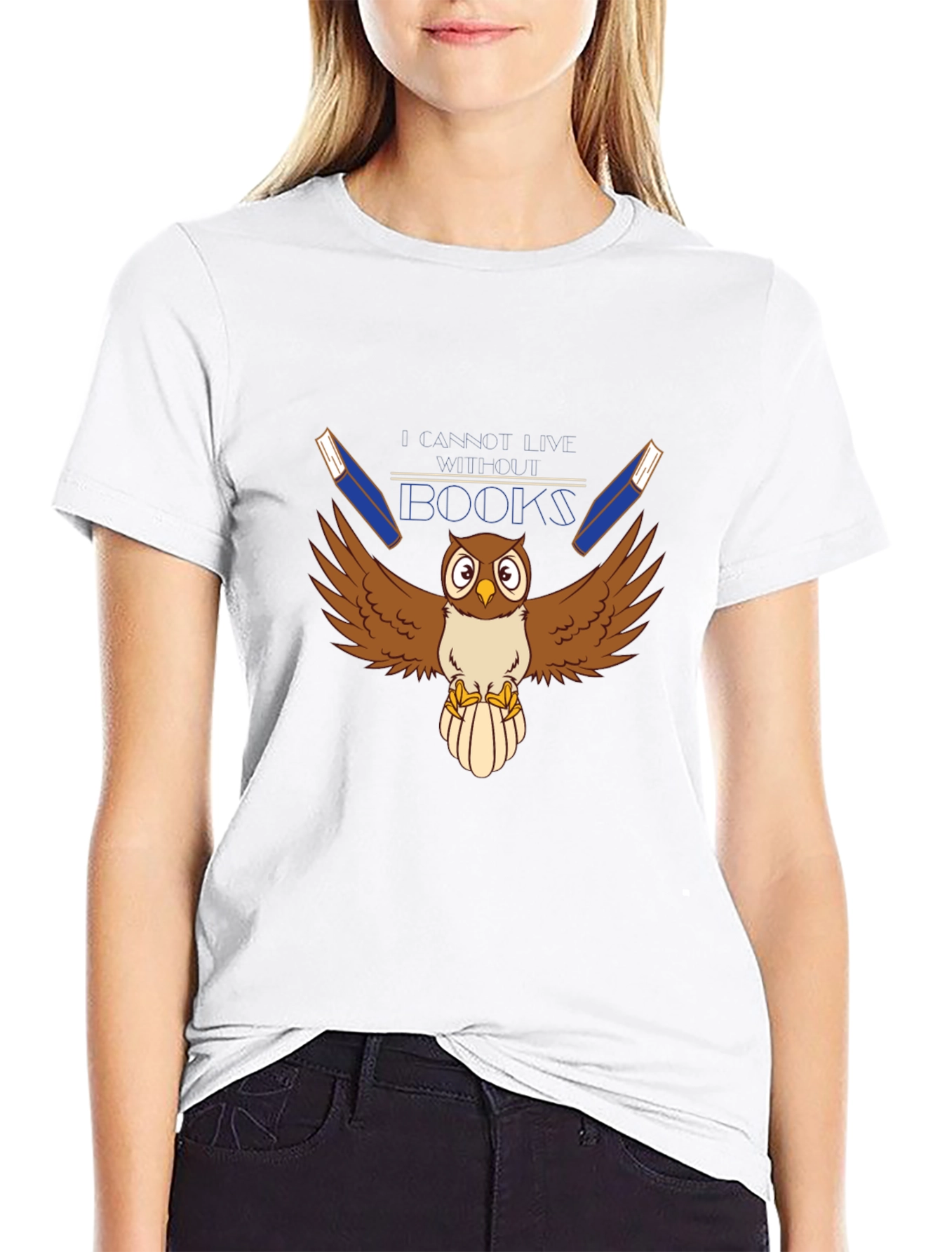 Owl Reads Books Graphic T-Shirt