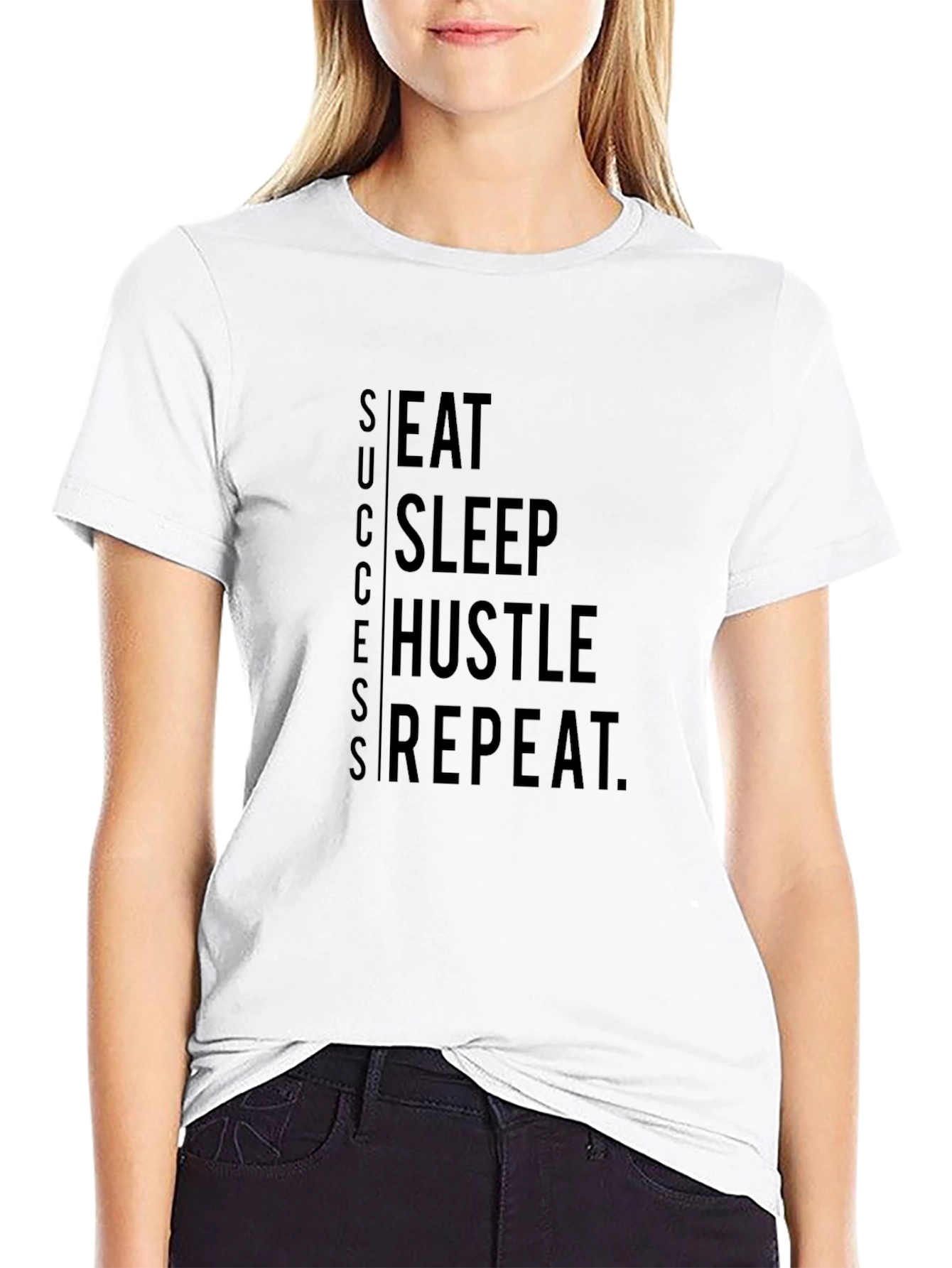 Success Eat Sleep Hustle Repeat Black Graphic Tee
