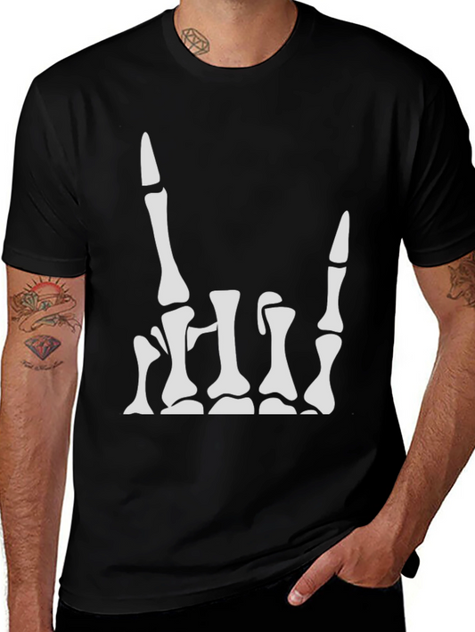 Skeleton Hand Graphic T-Shirt - Rock On Sign