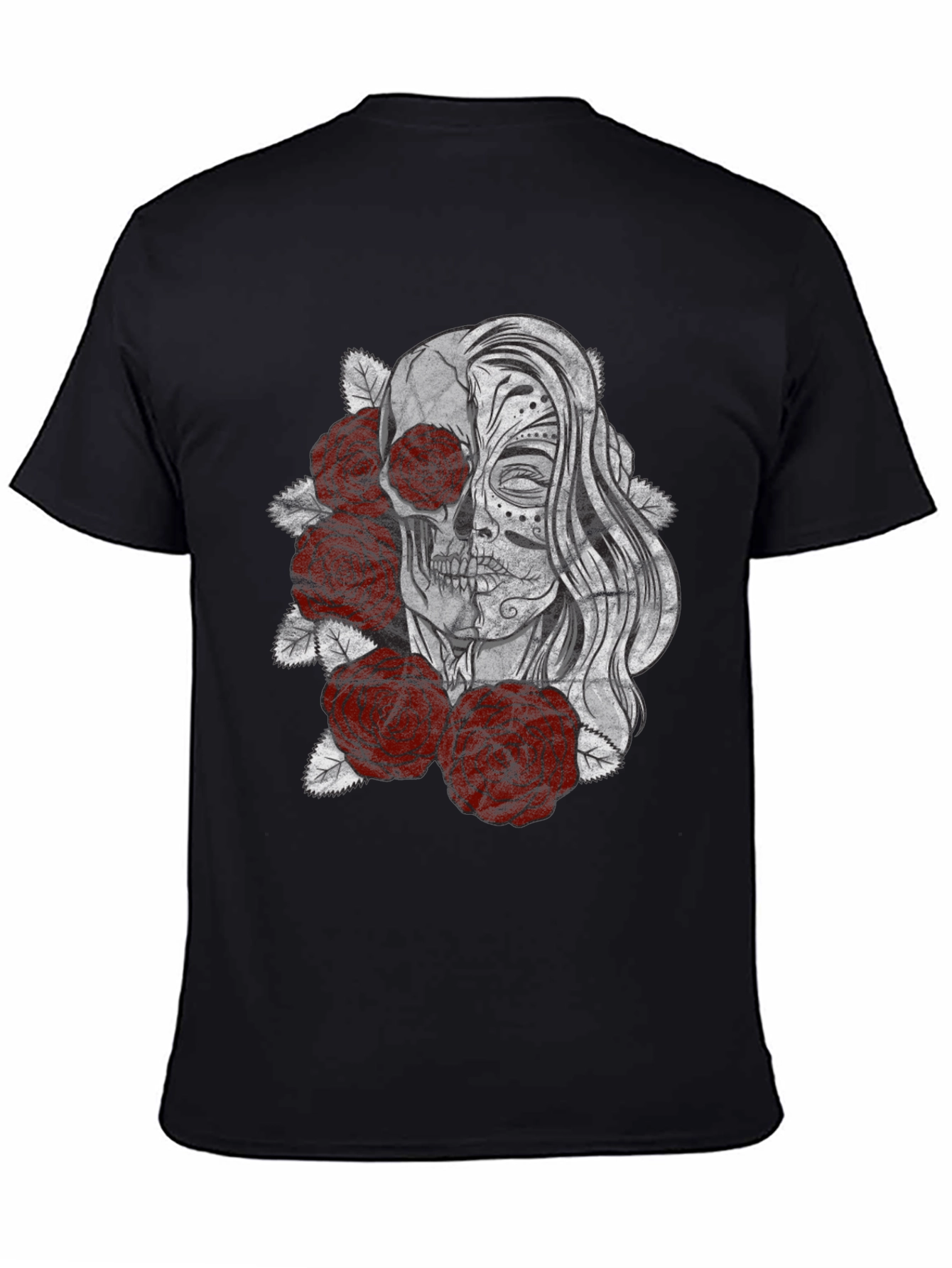 Day of the Dead Skull & Roses Graphic T-Shirt
