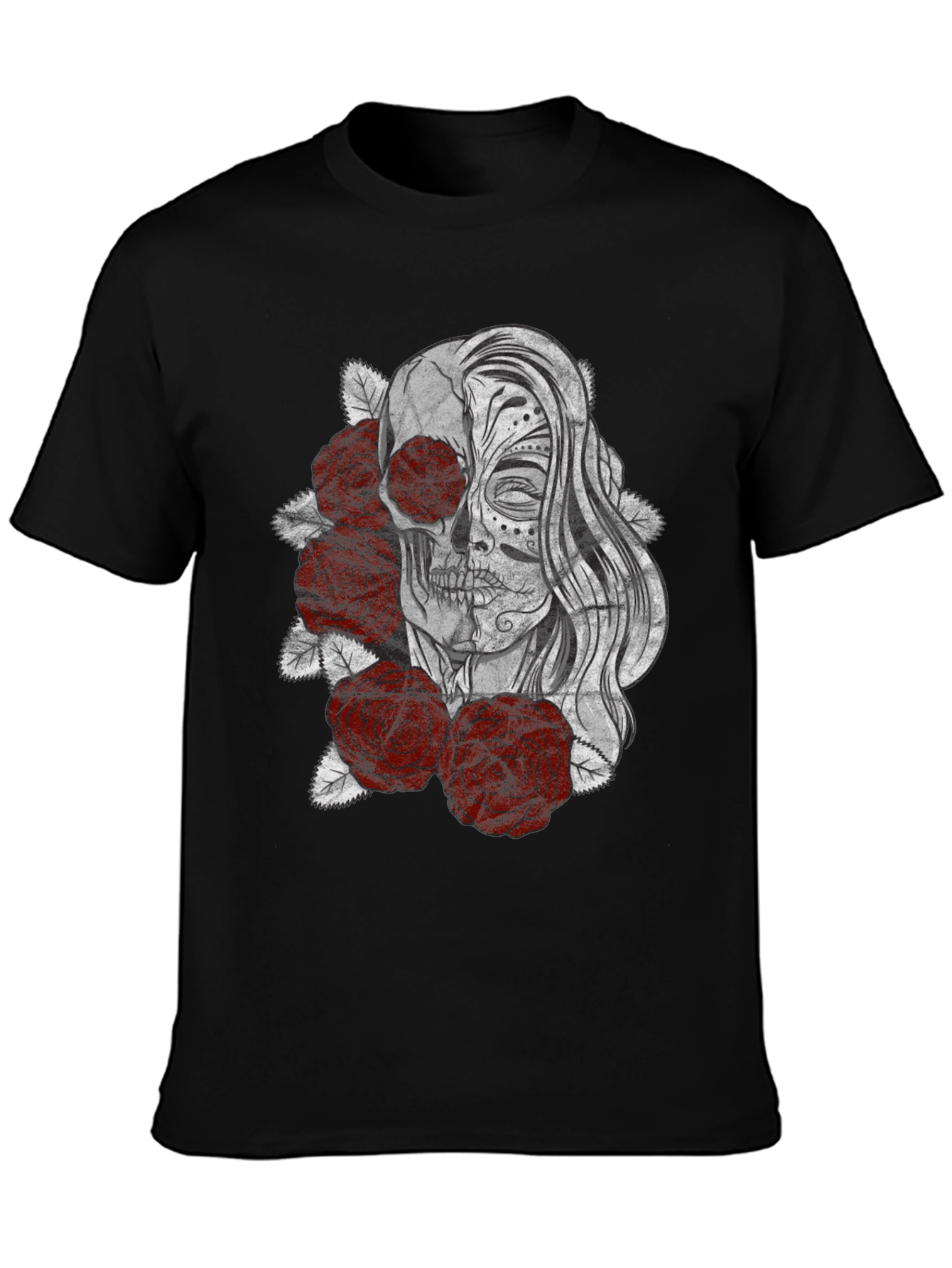 Day of the Dead Skull & Roses Graphic T-Shirt