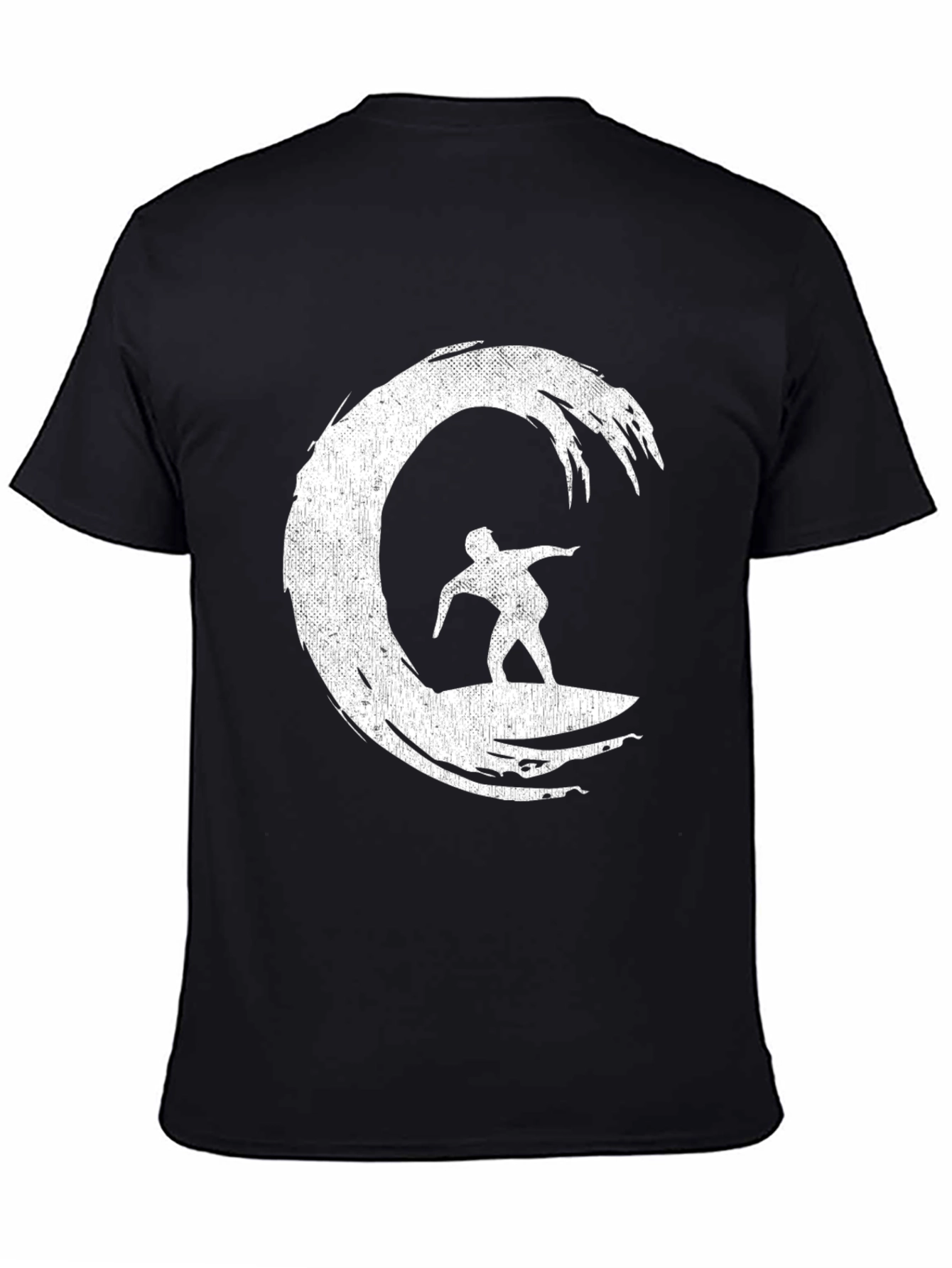 Surfer Wave Graphic Tee - Black Cotton Blend Shirt