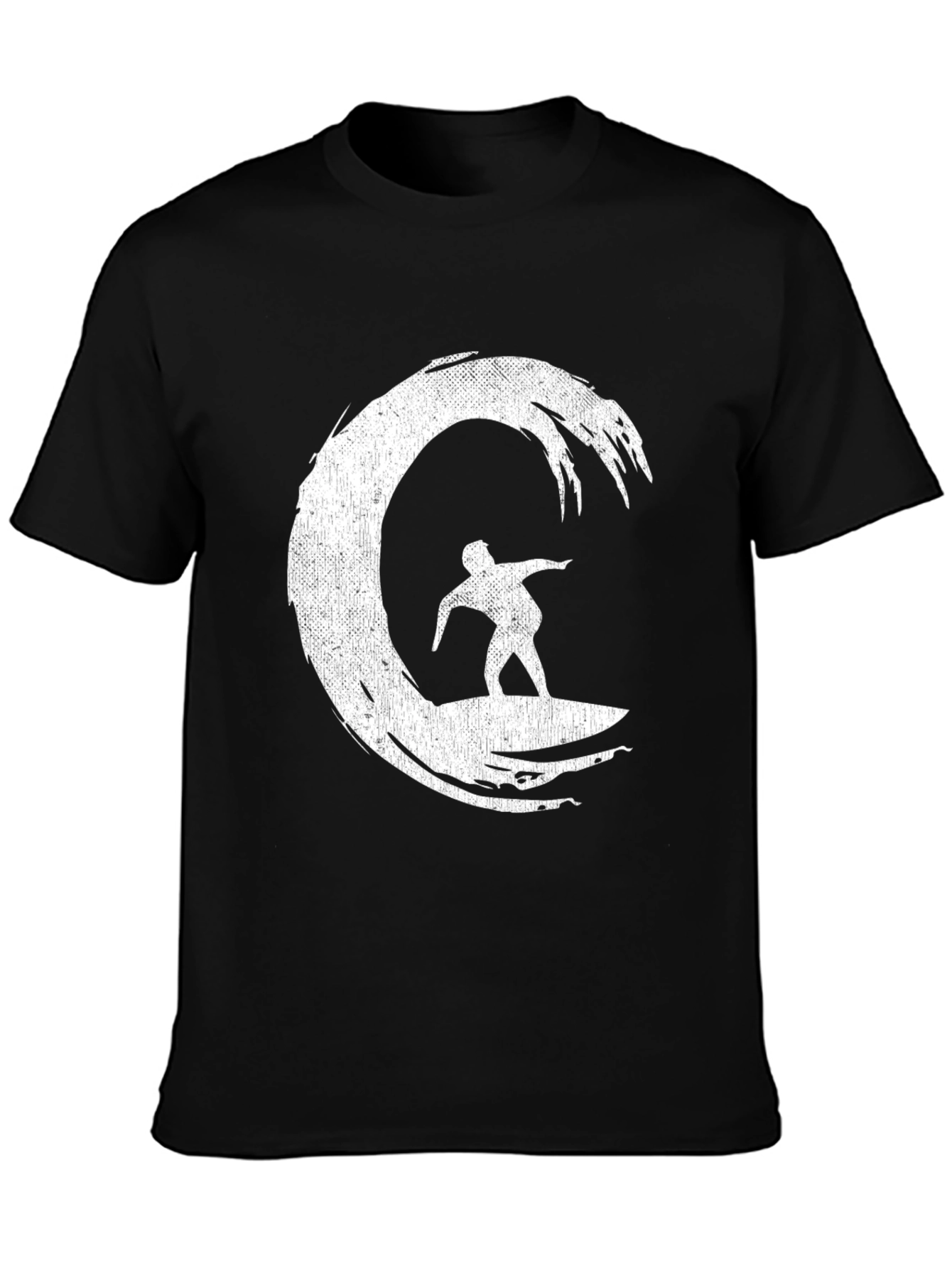 Surfer Wave Graphic Tee - Black Cotton Blend Shirt