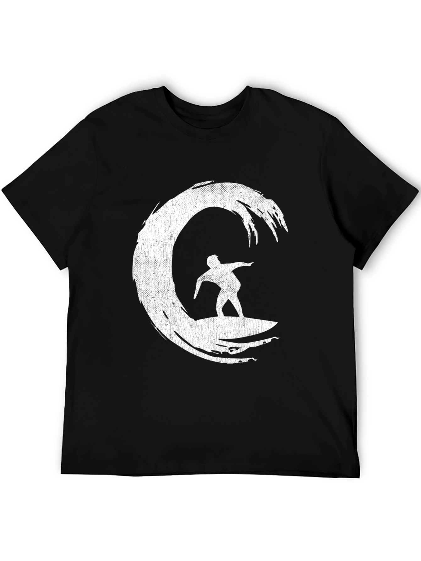 Surfer Wave Graphic Tee - Black Cotton Blend Shirt