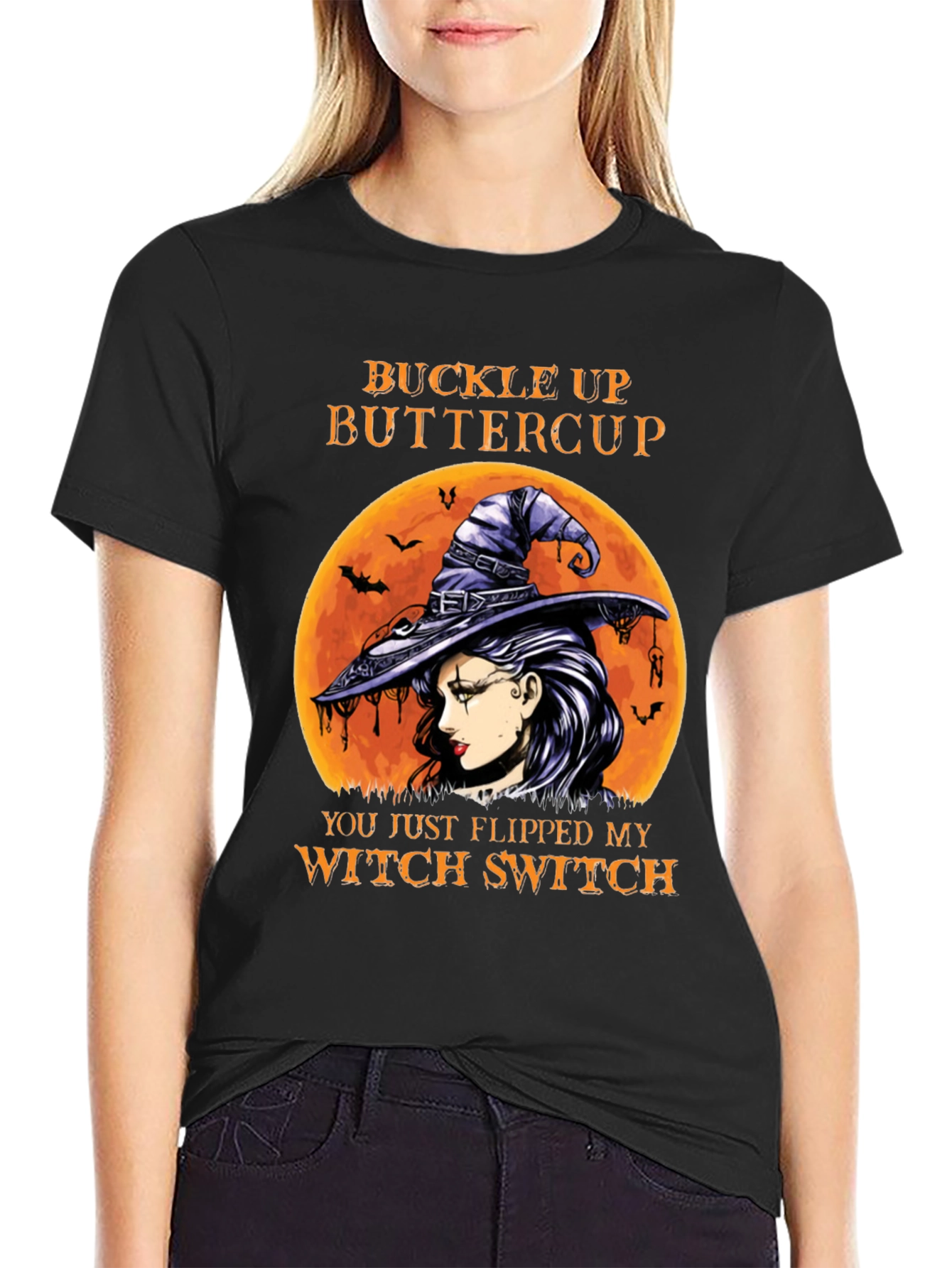 Buckle Up Buttercup Witch Graphic T-Shirt