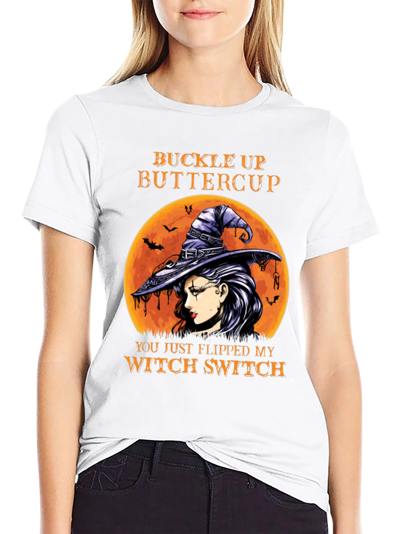 Buckle Up Buttercup Witch Graphic T-Shirt