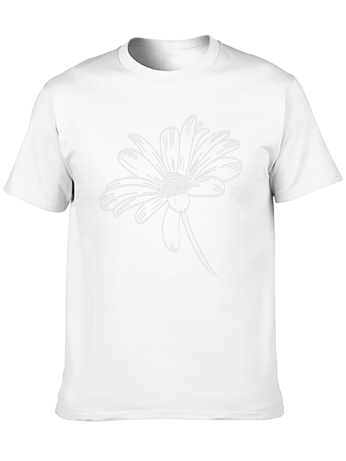 Black T-Shirt with White Daisy Graphic