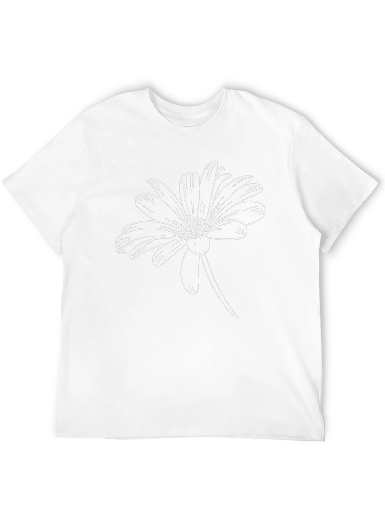 Black T-Shirt with White Daisy Graphic