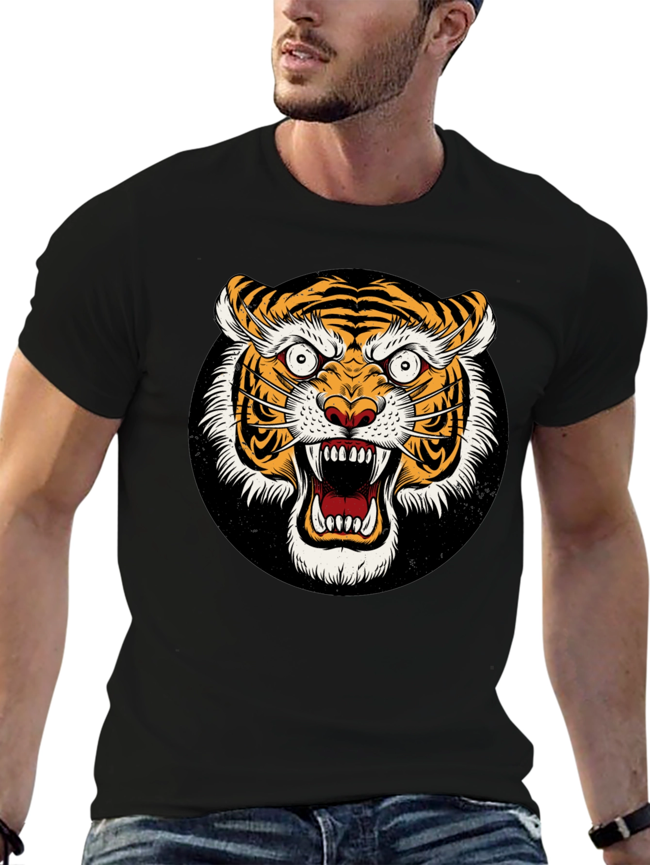 Roaring Tiger Graphic Tee - Bold Black T-Shirt