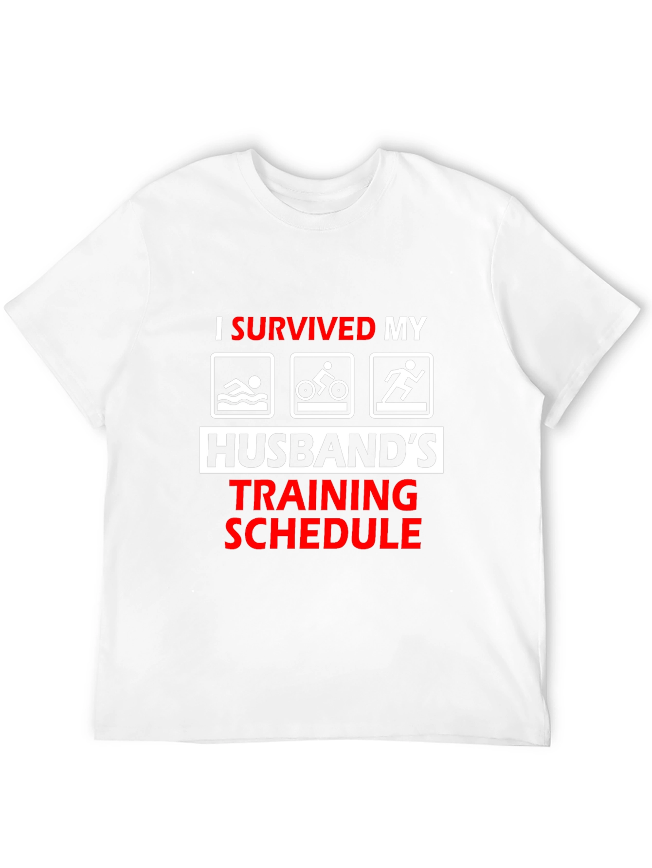 Humorous I Survived Husbands Triathlon Training T-Shirt